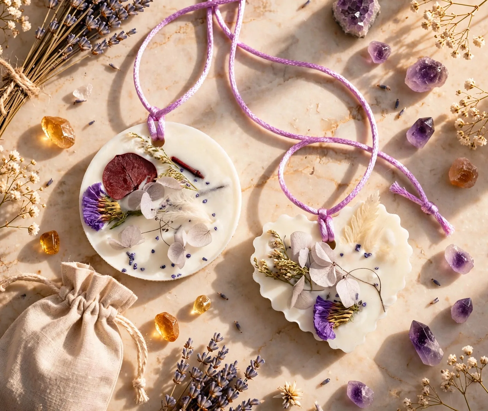 Lavender Soy Wax Sachet — styled home decor scene