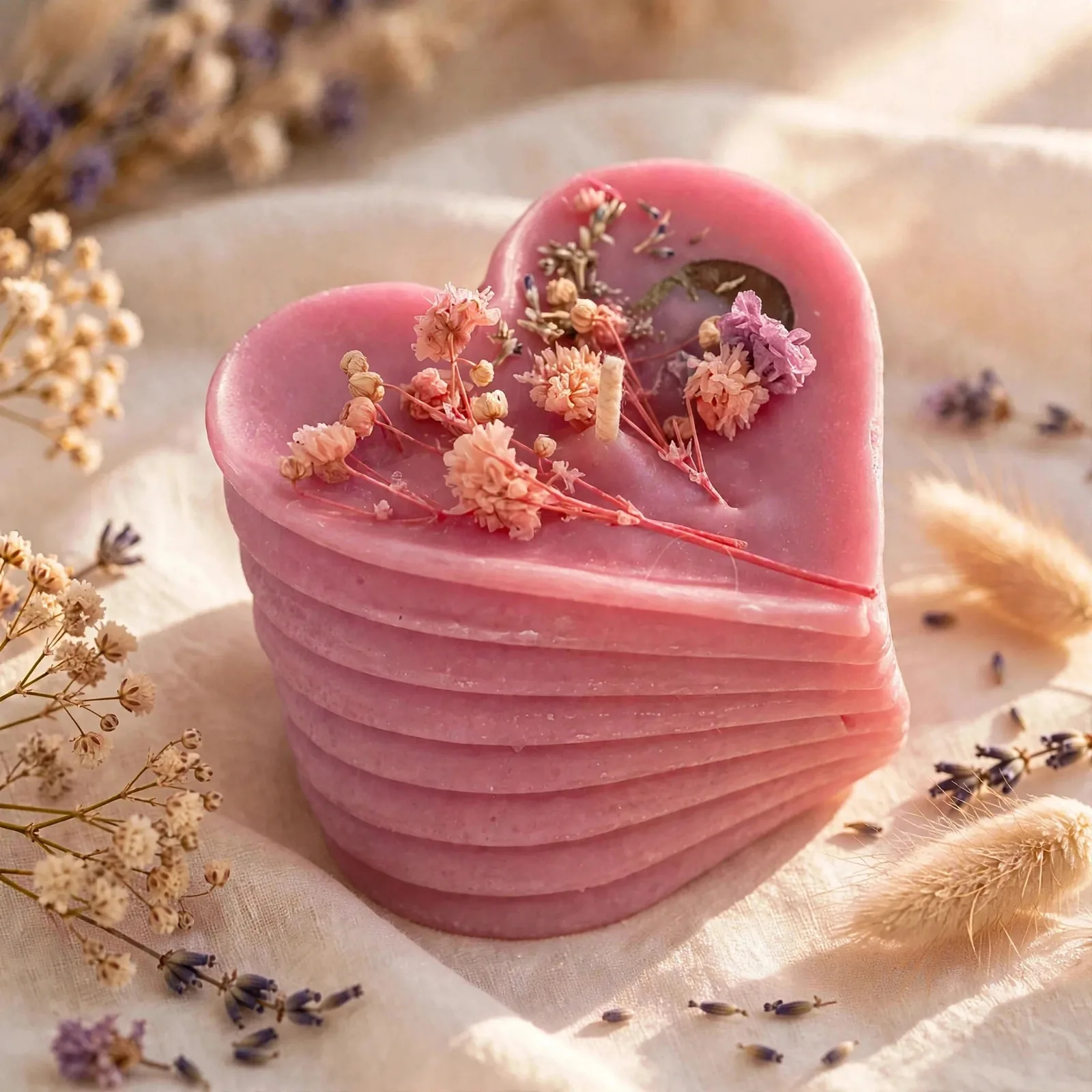 Handcrafted Heart Pillar Candle: Coconut Soy Wax with Jasmine & Rose