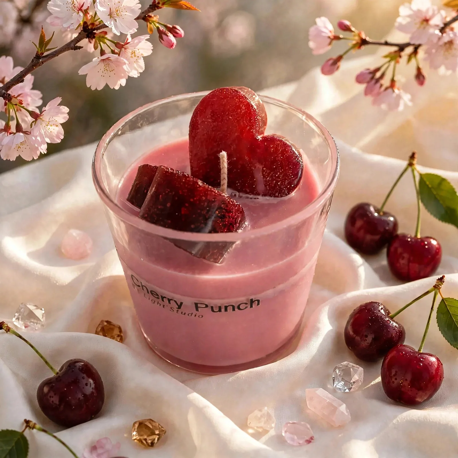 Unique Soy Blend Candle: Hawaiian Cherry Punch Delight — styled home decor scene