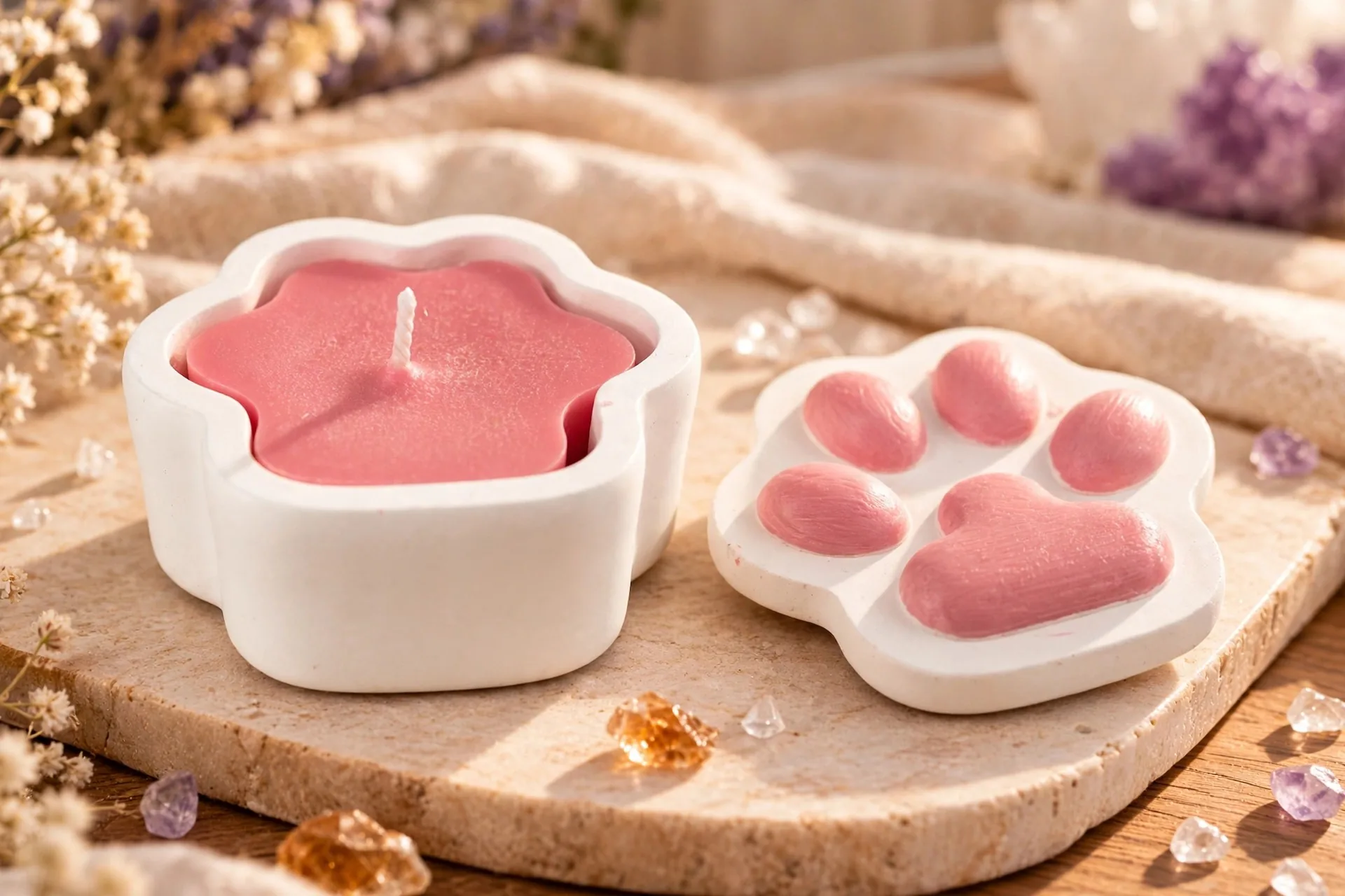 Paw Print Soy Candle: Pet Lover Gift — close-up detail