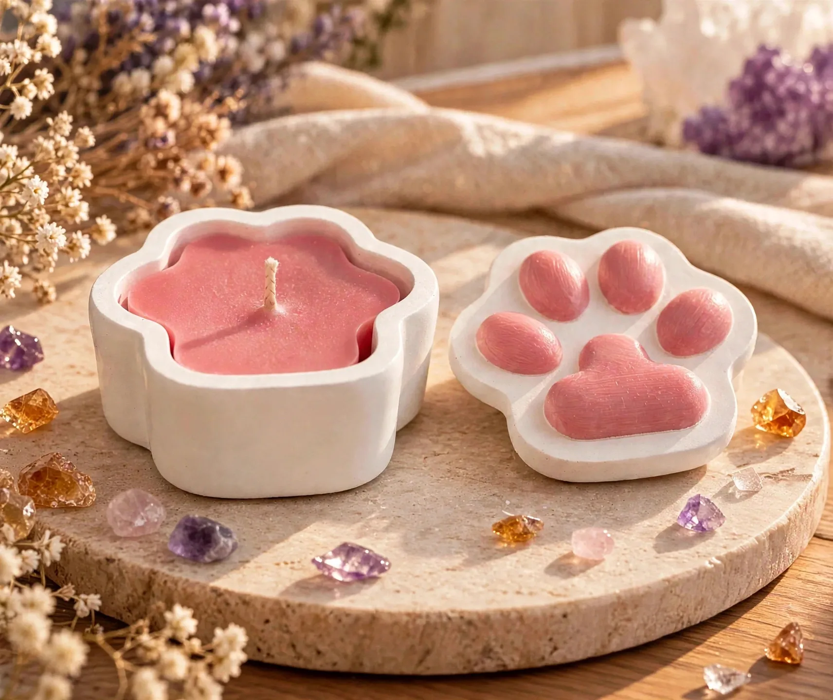 Paw Print Soy Candle: Pet Lover Gift, Personalized Cat Dog Candle