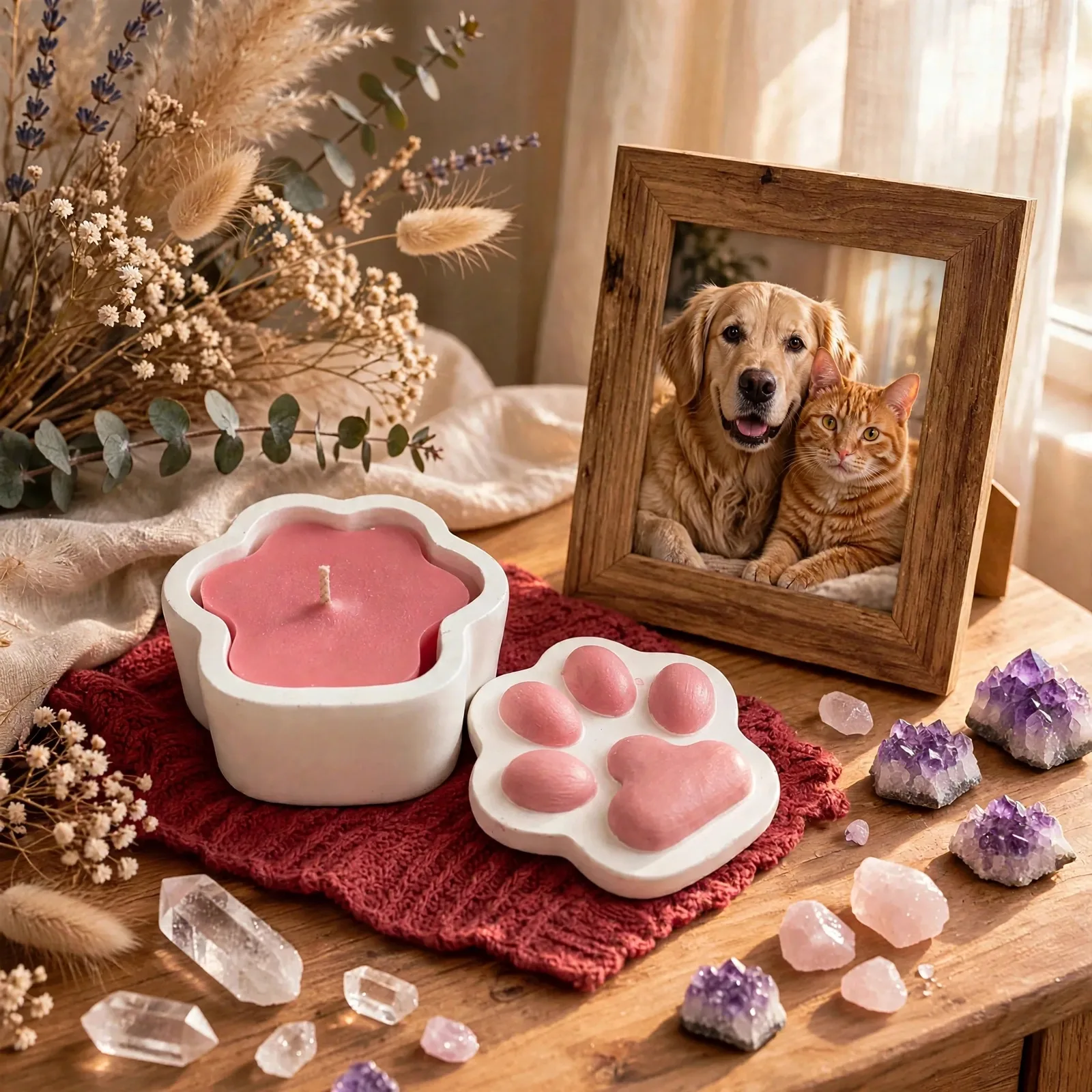 Paw Print Soy Candle: Pet Lover Gift — lifestyle photo