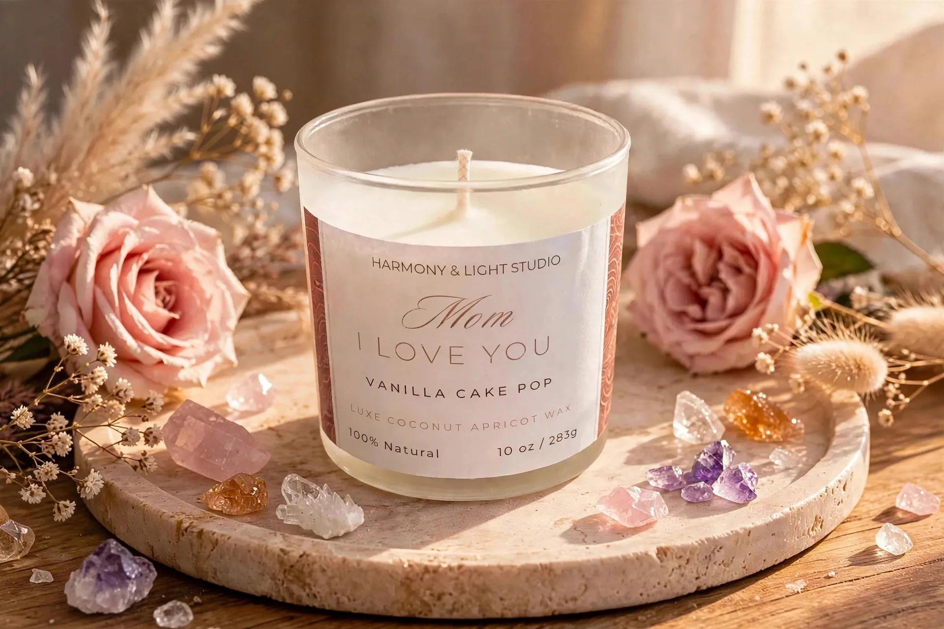 Mothers Day Secret Message Candle — styled home decor scene