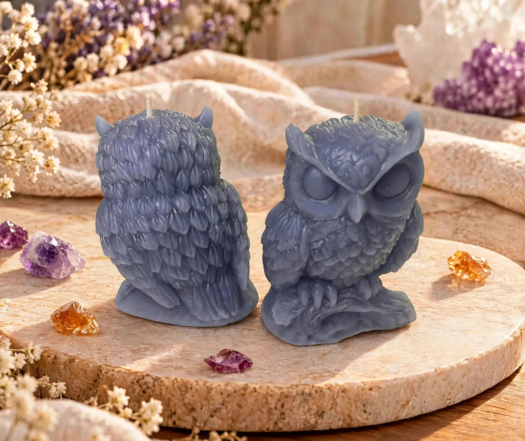 Sleeping Owl Beeswax Candle