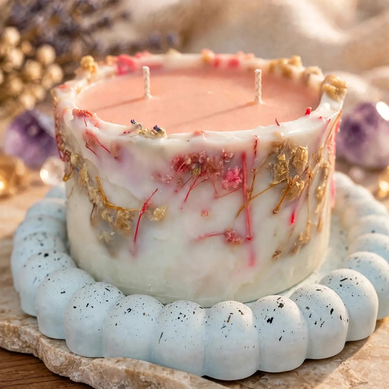 Lavender Flower Candle — close-up detail