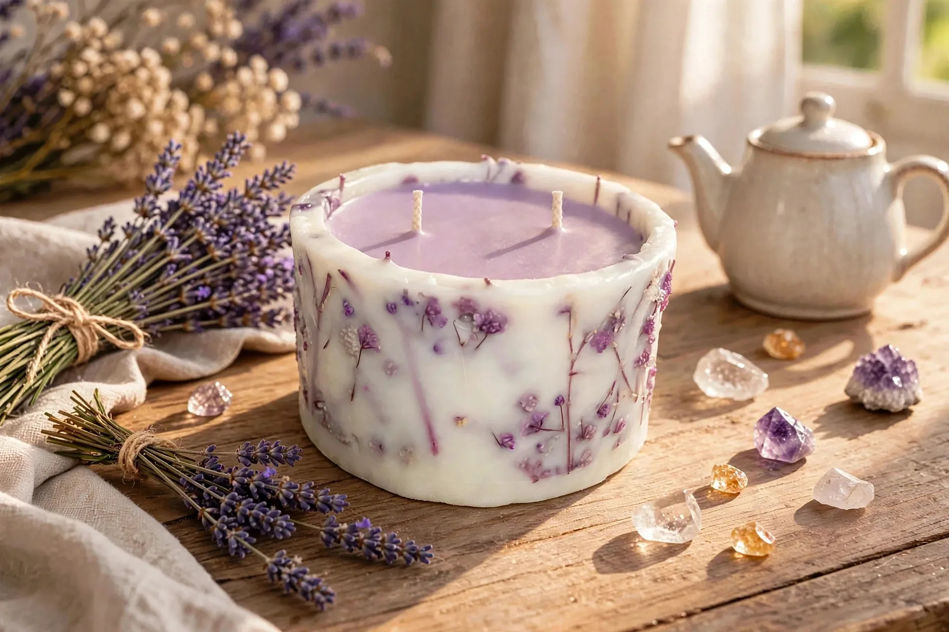 Lavender Negroni Dried Flower Candle — lifestyle photo