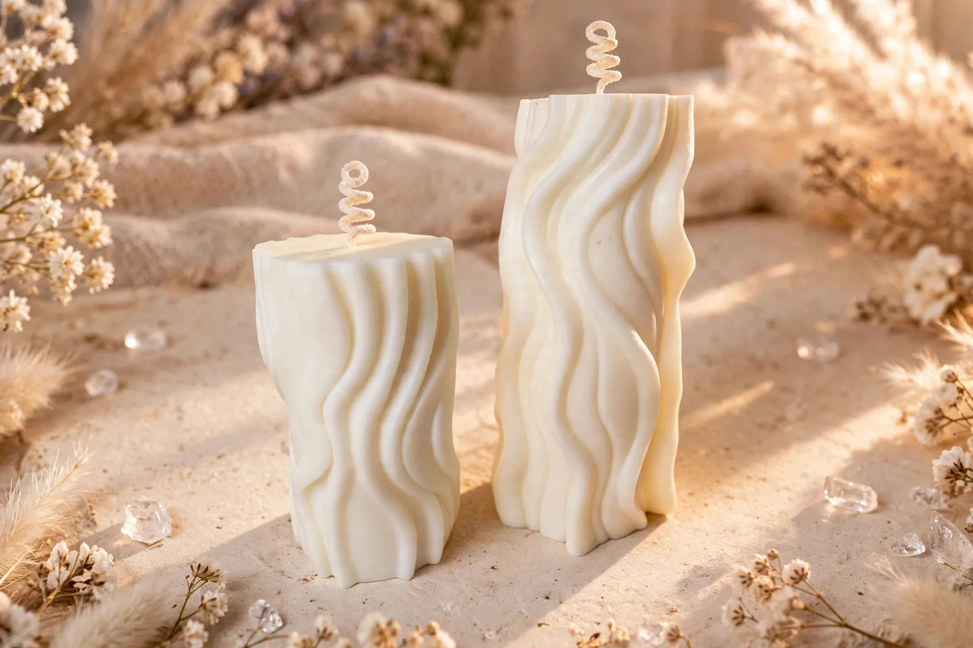 White Bubble Candle: Coconut Soy Wax, Modern Home Decor — close-up detail