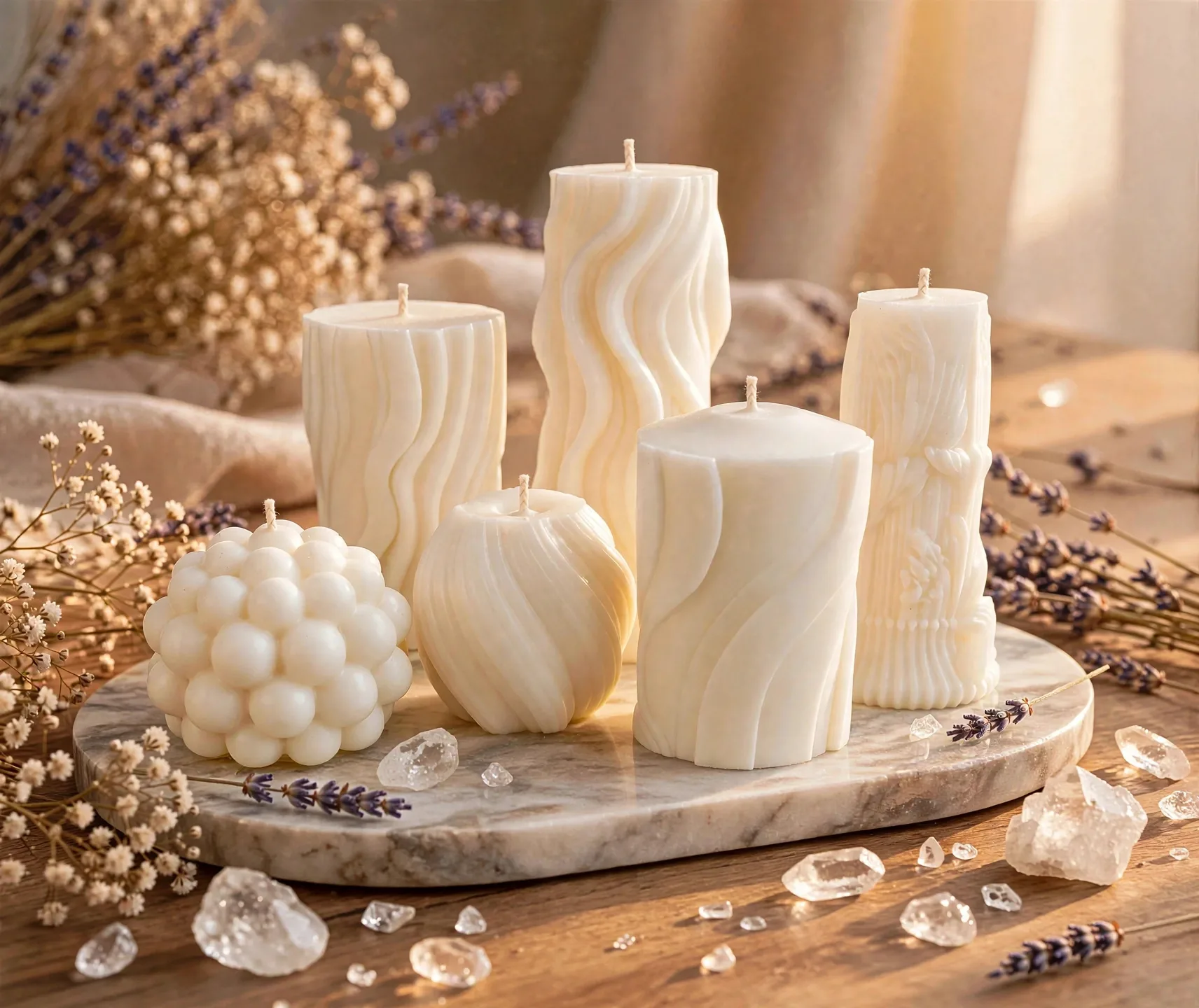 White Pillar Candle Collection: Modern Home Decor, Plum Blossom Scent