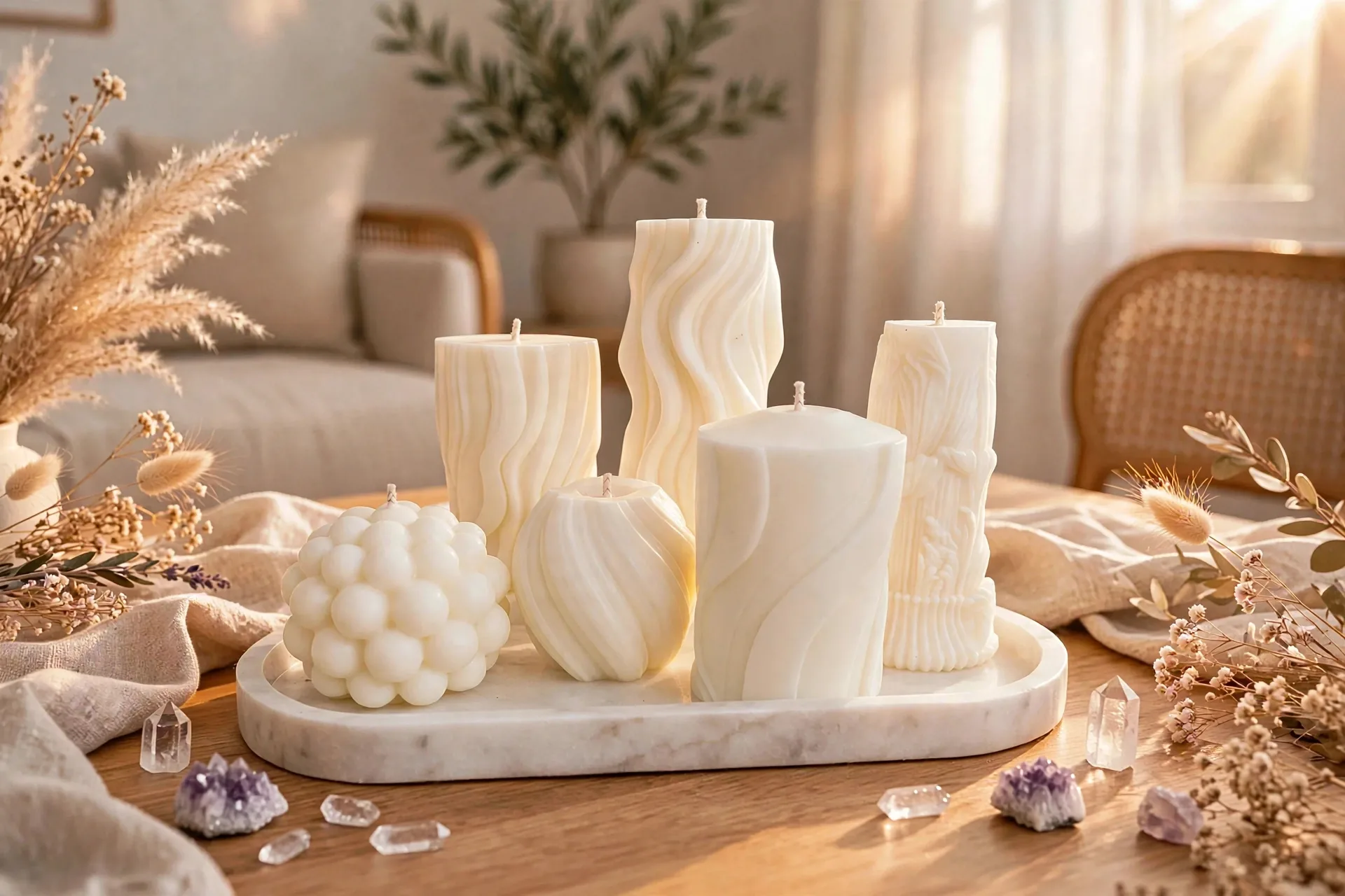 White Pillar Candle Collection: Modern Home Decor — lifestyle photo
