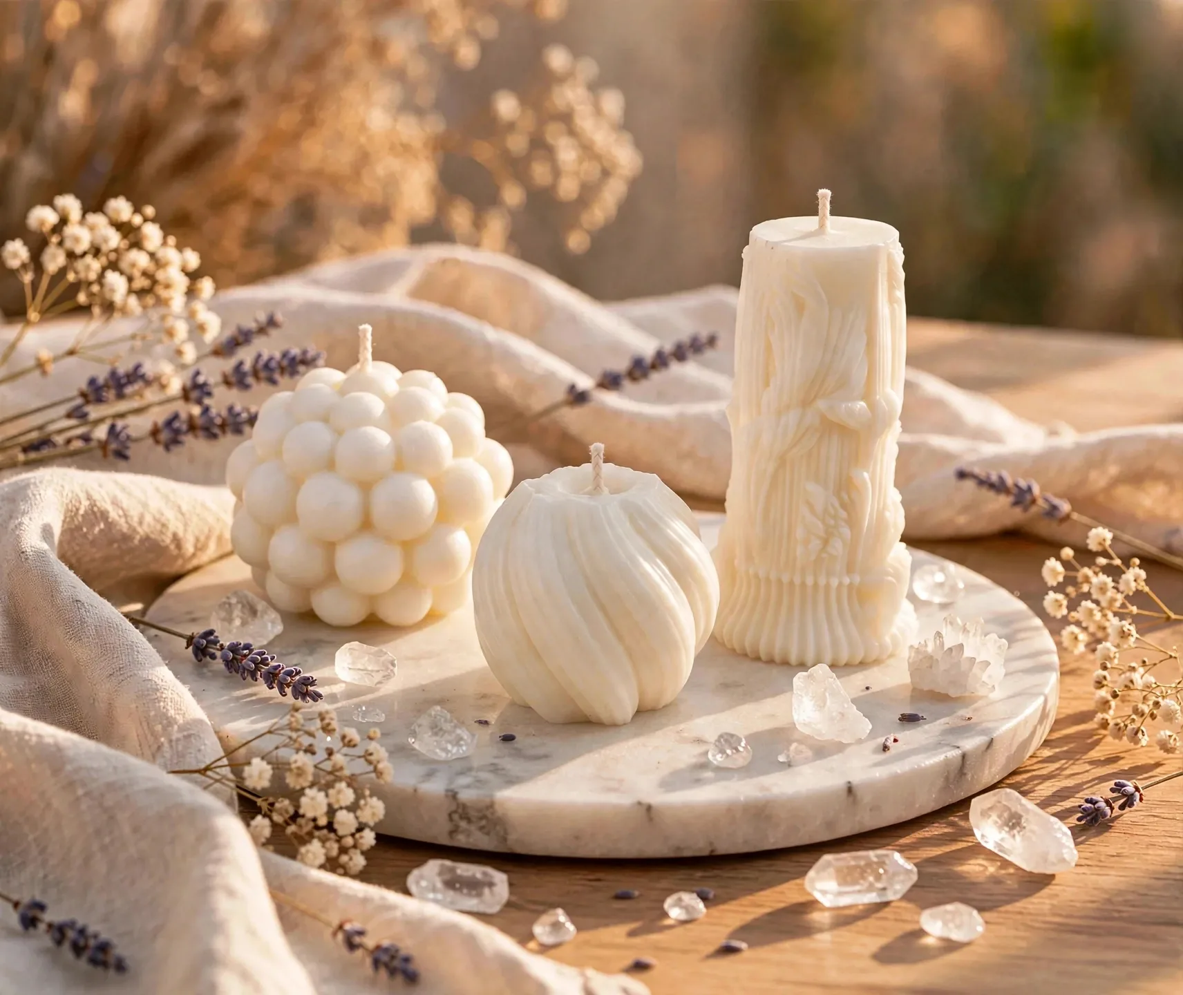 White Pillar Candle Collection: Modern Home Decor — styled home decor scene