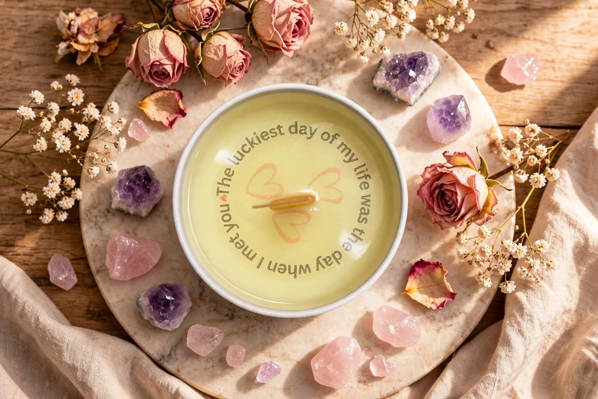 Personalized Secret Message Candle | Jasmine — styled home decor scene