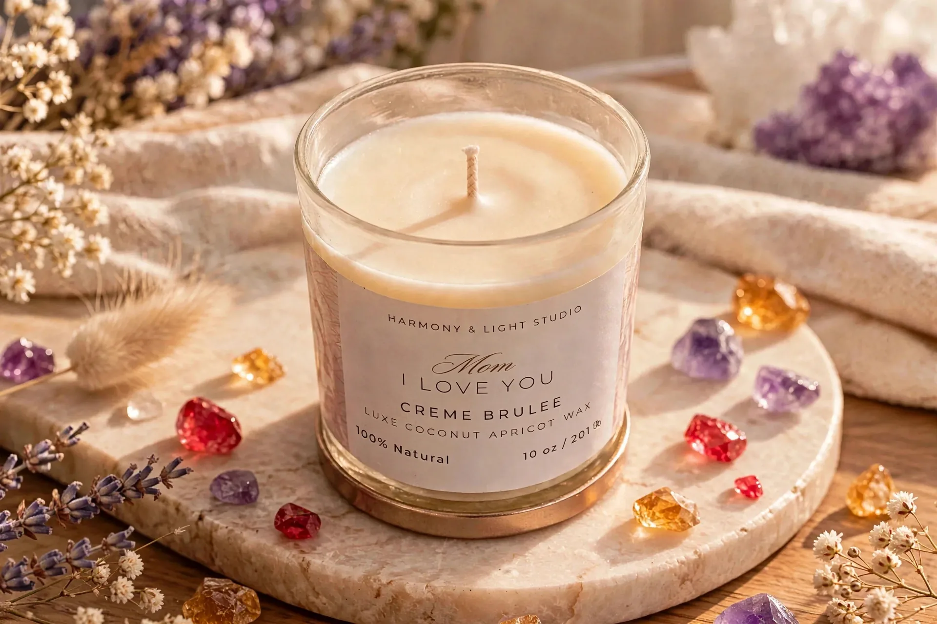 Secret Message Crème brûlée Candle — close-up detail