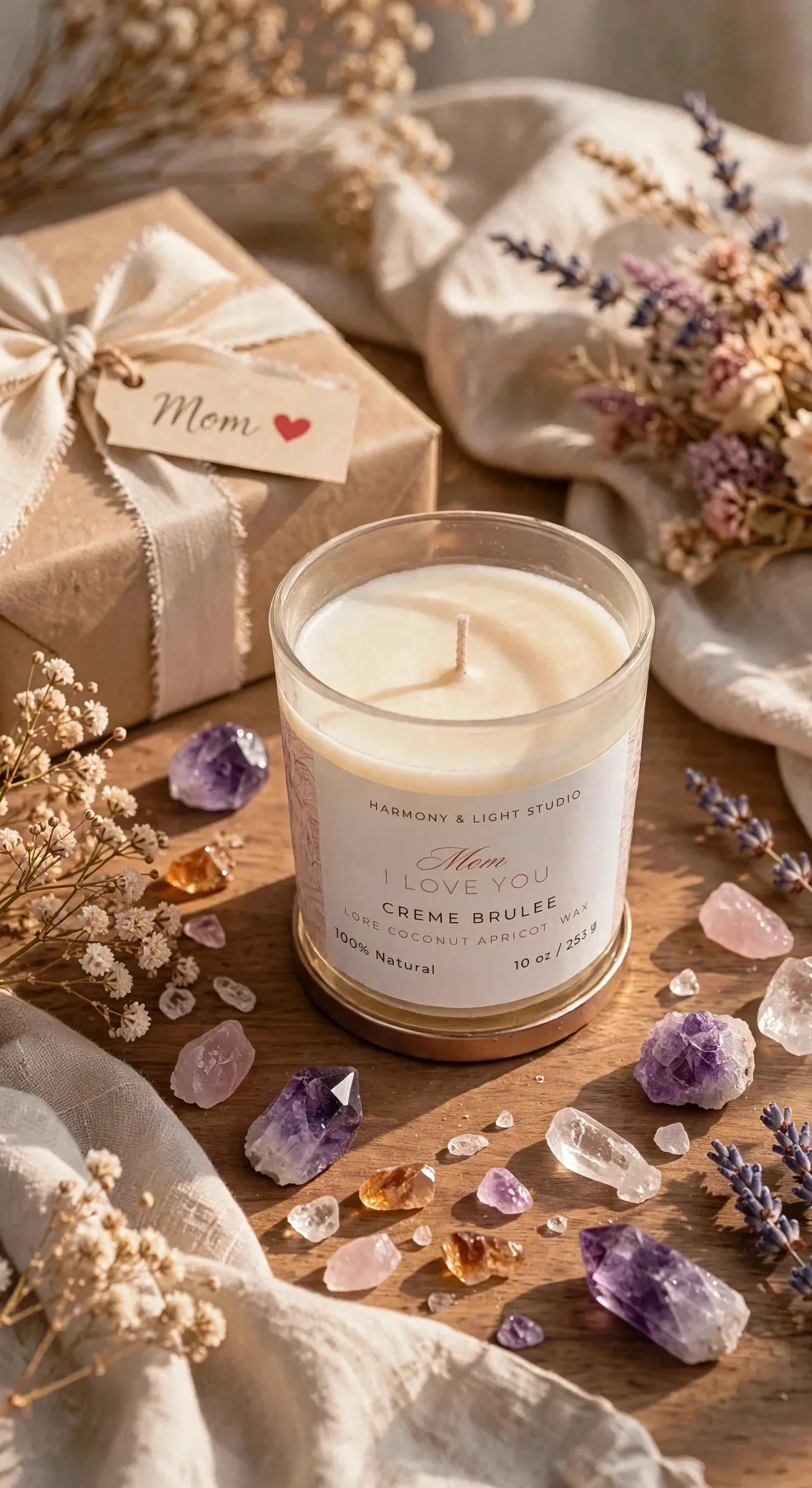Secret Message Crème brûlée Candle — lifestyle photo
