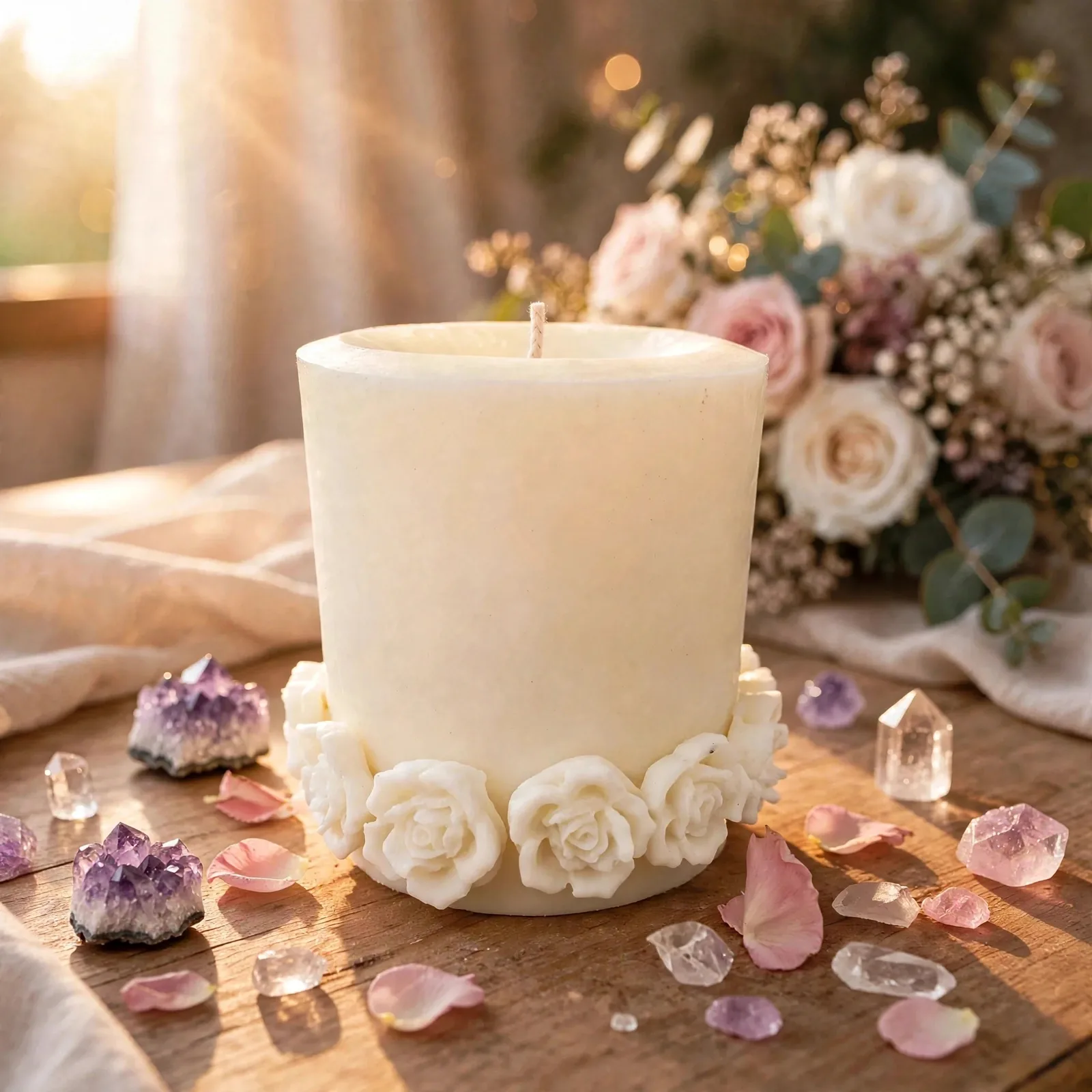 Coconut Soy Pillar Candle — lifestyle photo