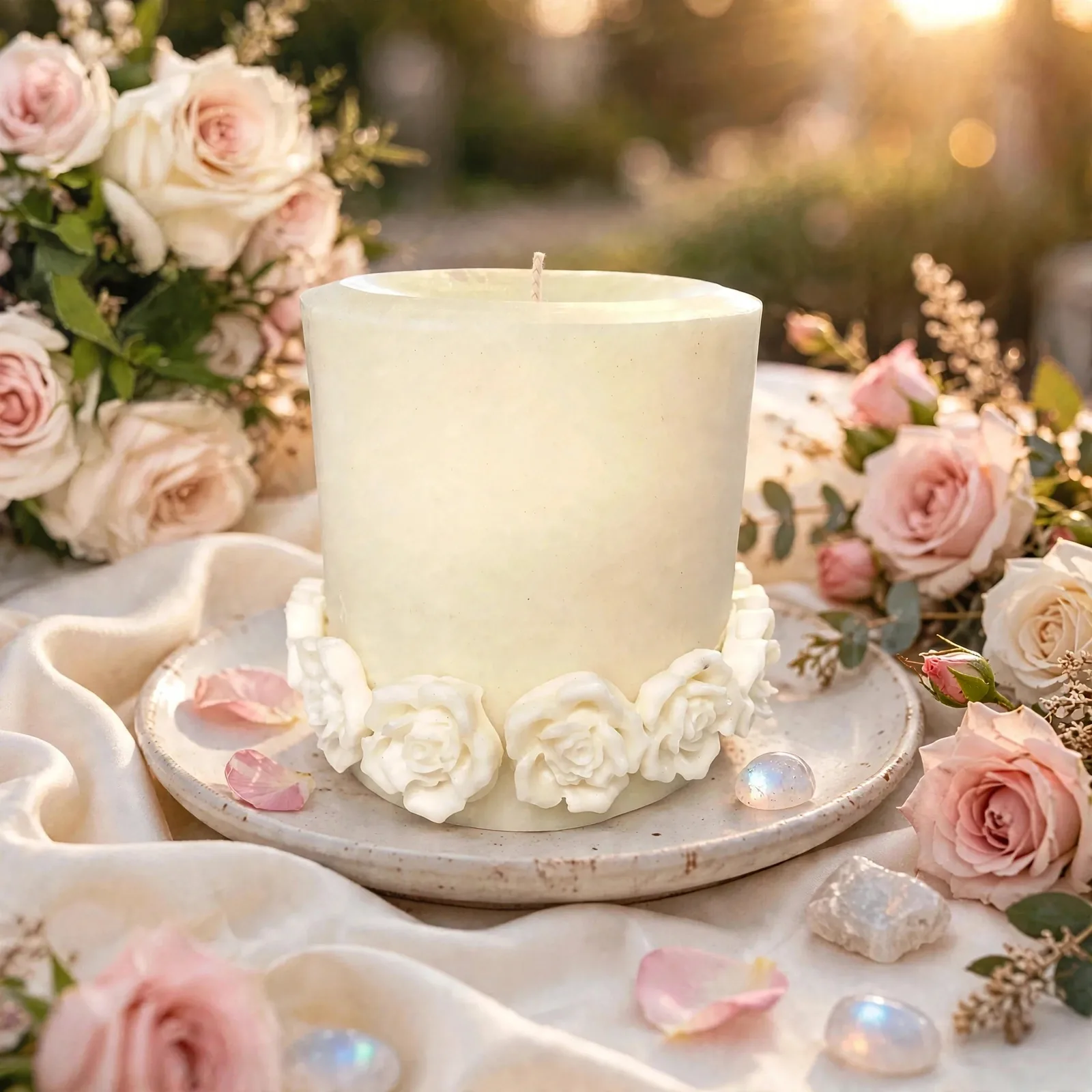 Coconut Soy Pillar Candle — styled home decor scene