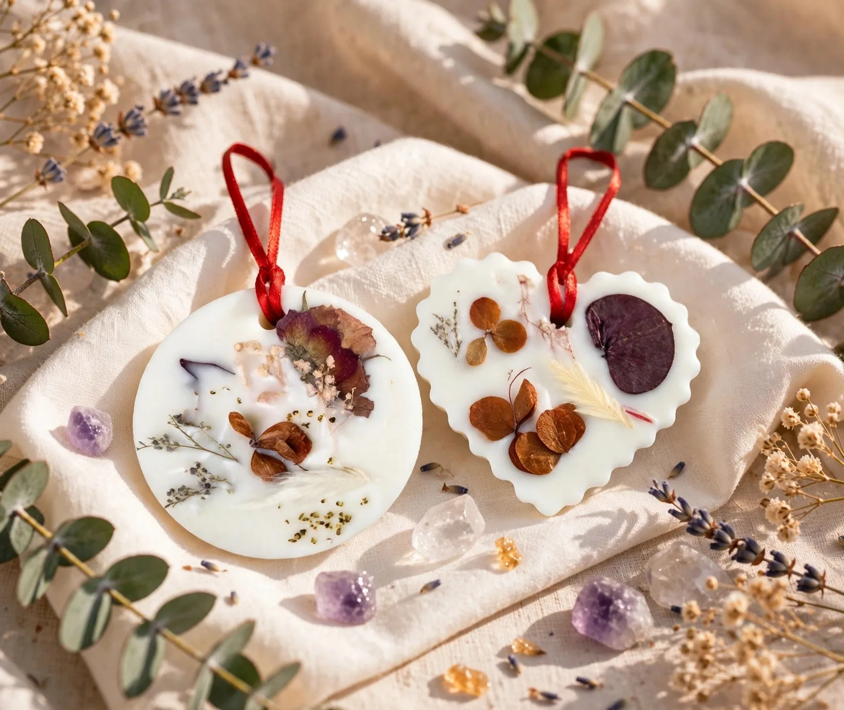 Eucalyptus Soy Wax Sachet: Dried Flower Aromatherapy — styled home decor scene