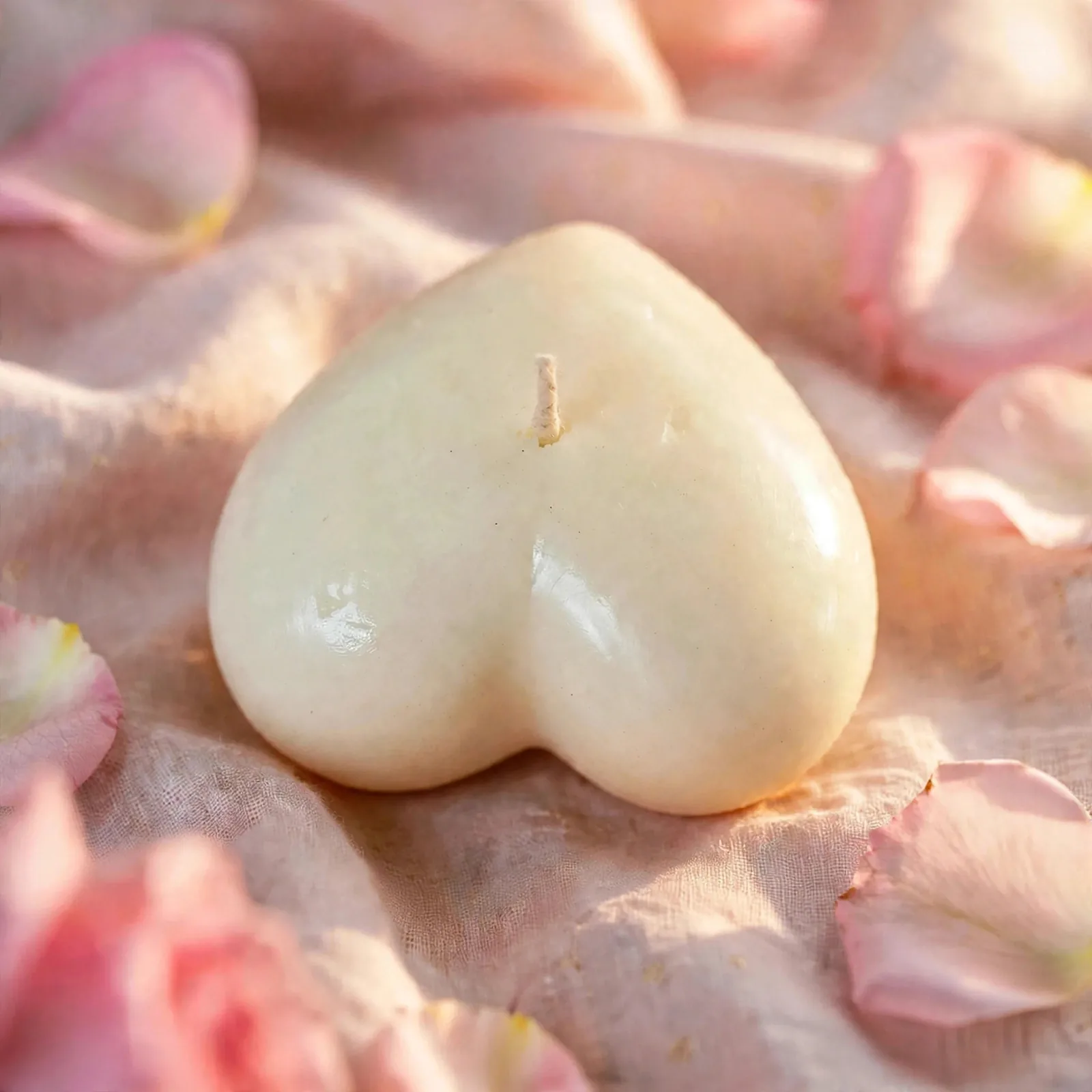 Heart Pillar Candle Wedding Favors: Rose Scented — close-up detail