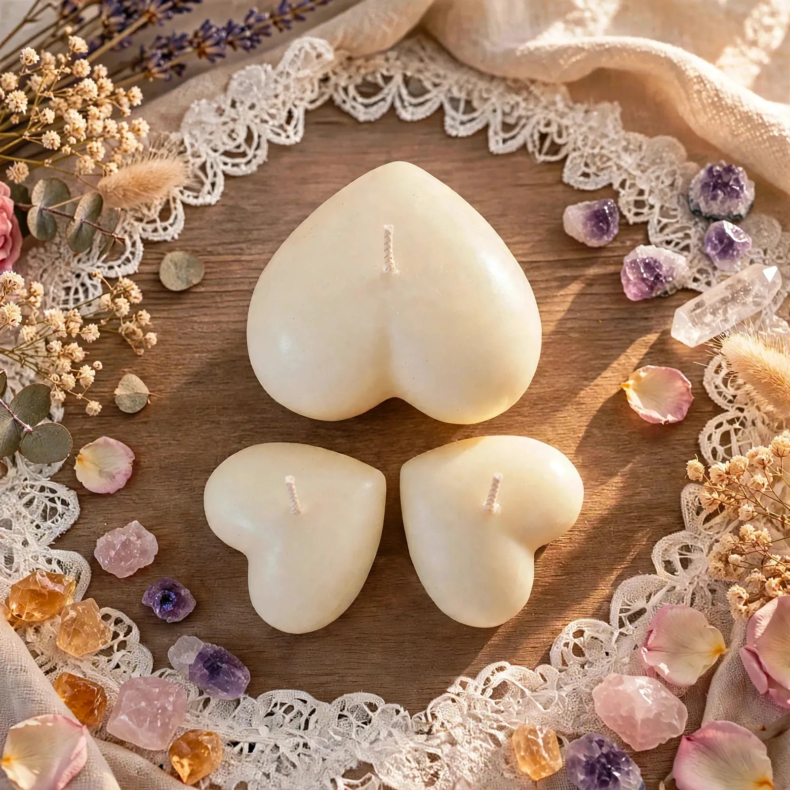 Heart Pillar Candle Wedding Favors: Rose Scented Coconut Soy Wax