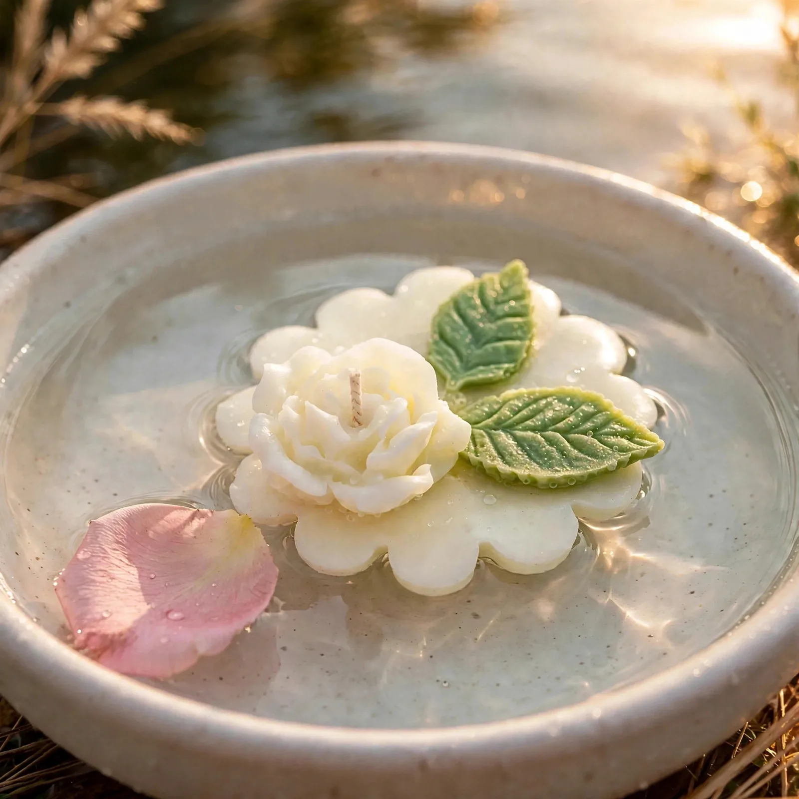 Rose Scented Pillar Candle: Bohemian Rose Fragrance — close-up detail
