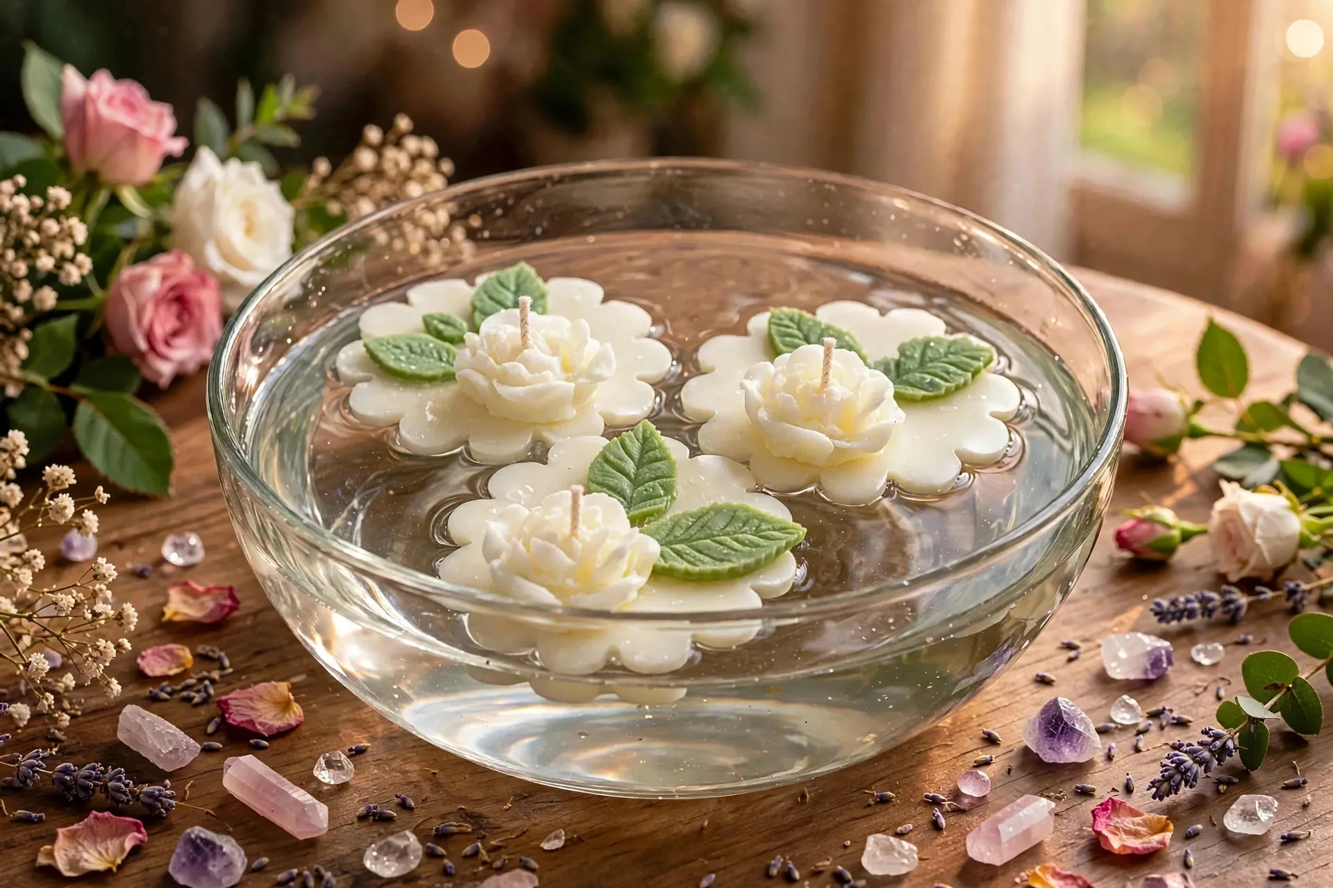 Rose Scented Pillar Candle: Bohemian Rose Fragrance — lifestyle photo