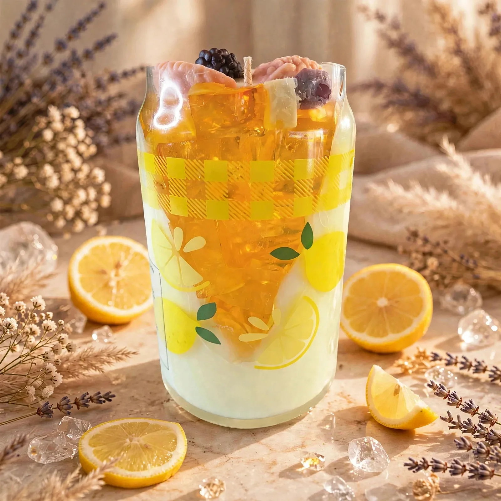Scented Iced Cube Latte Candle: Persimmon Citron, Custom Label