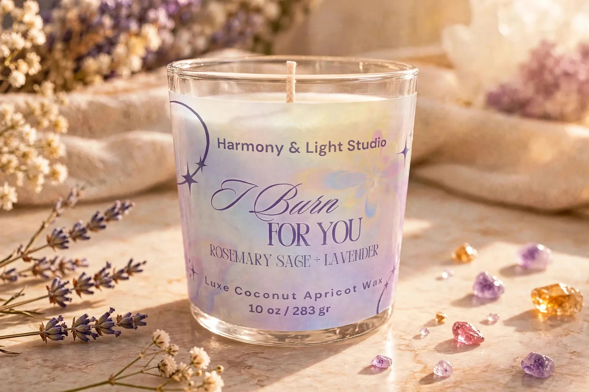 Rosemary Sage Lavender Candle — close-up detail