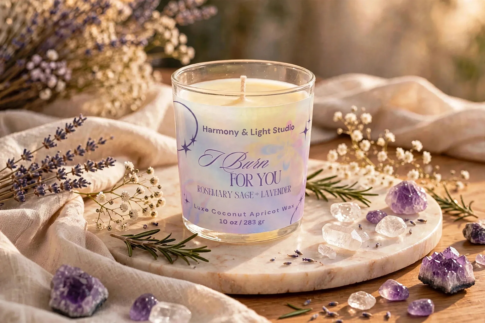 Rosemary Sage Lavender Candle — styled home decor scene