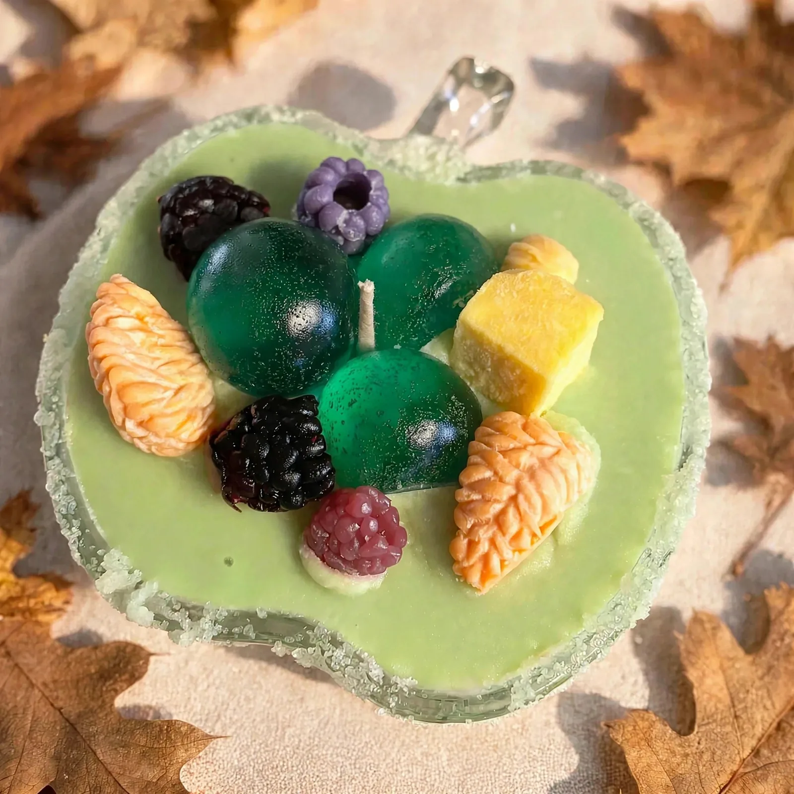 Apple Harvest Scented Soy Wax Candle: Green Apple Sangria — close-up detail