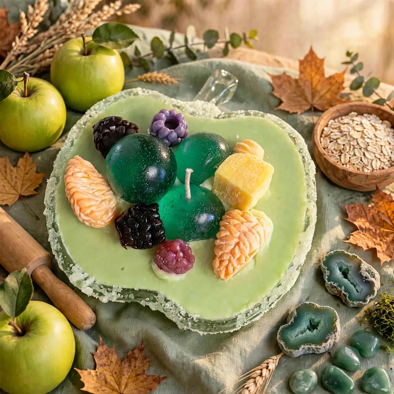 Apple Harvest Scented Soy Wax Candle: Green Apple Sangria — styled home decor scene