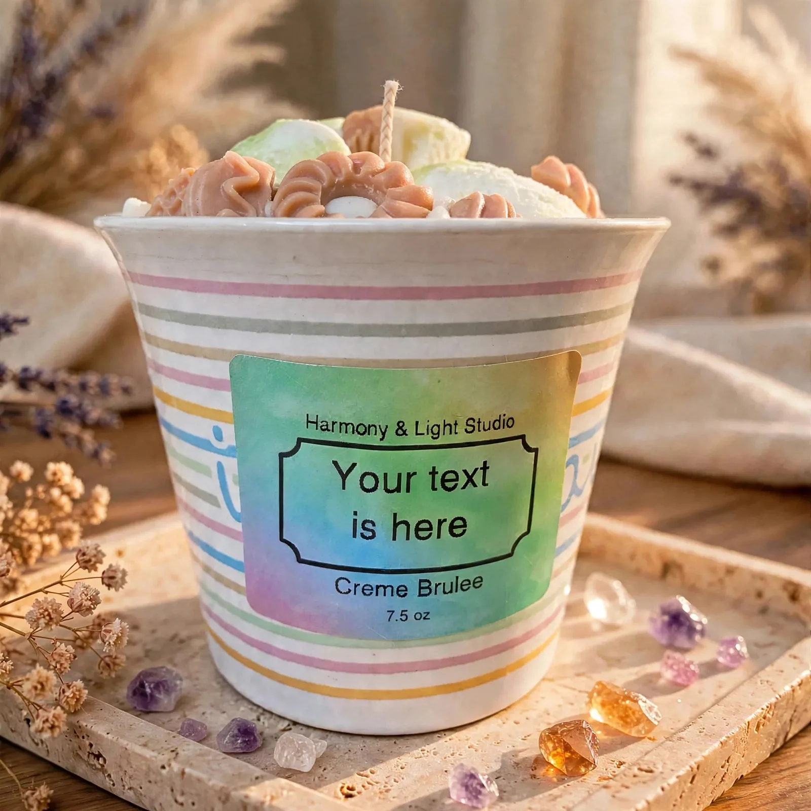 Hand-Poured Soy Candle: Vanilla Caramel Creme Brulee — close-up detail