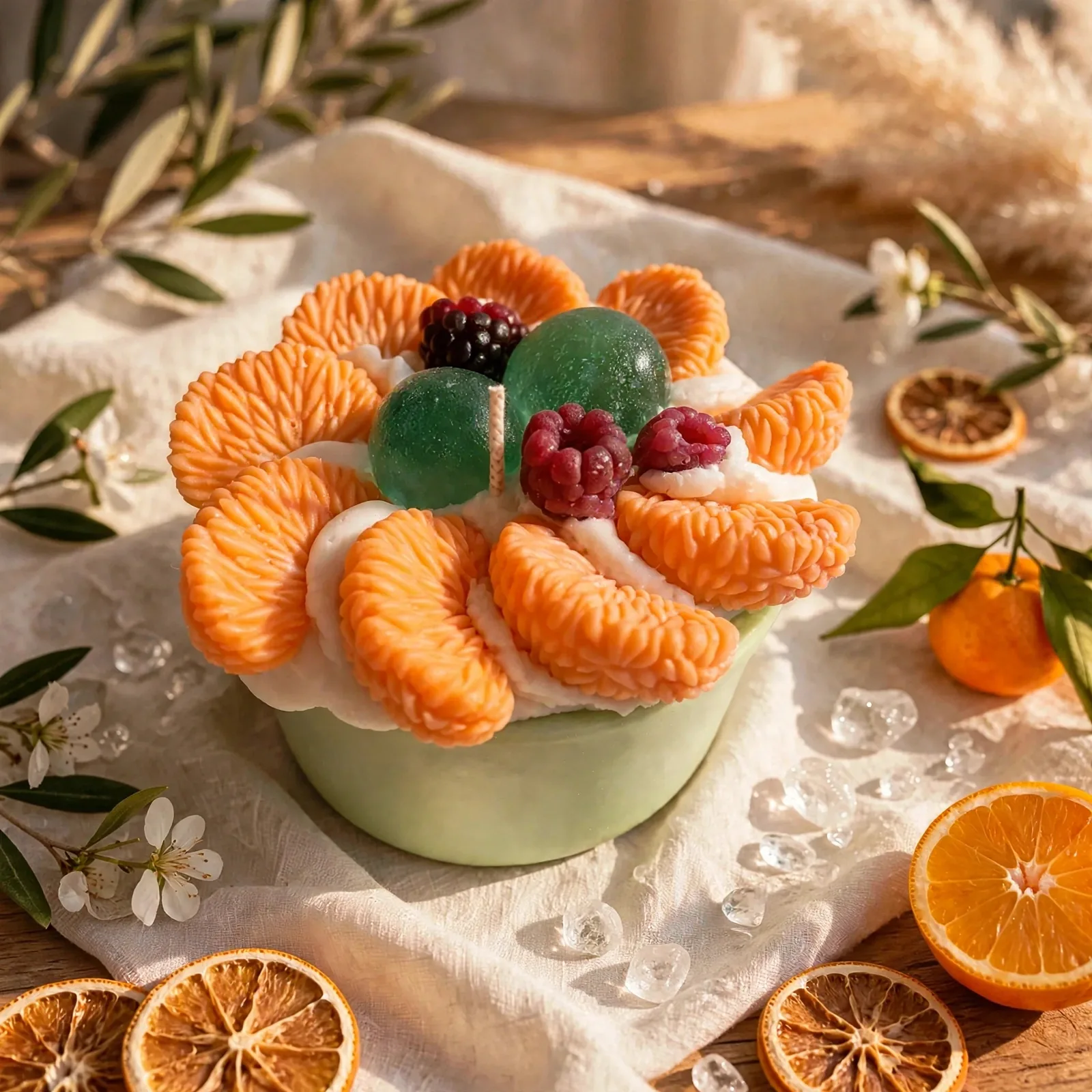 Evergreen Apple Dessert Candle — styled home decor scene