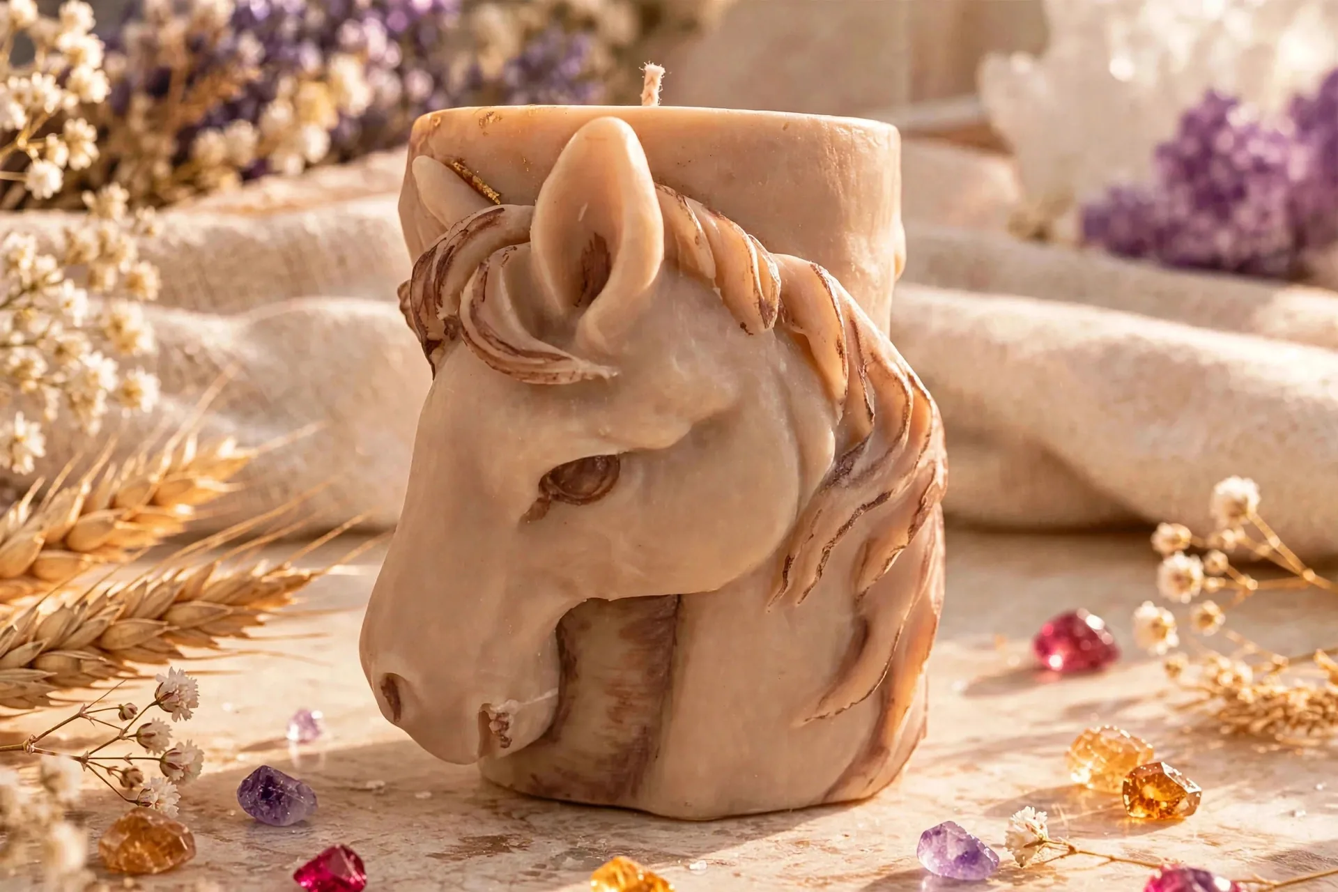 Rustic Horse Candle: Hand-Poured Coconut Soy Wax — close-up detail