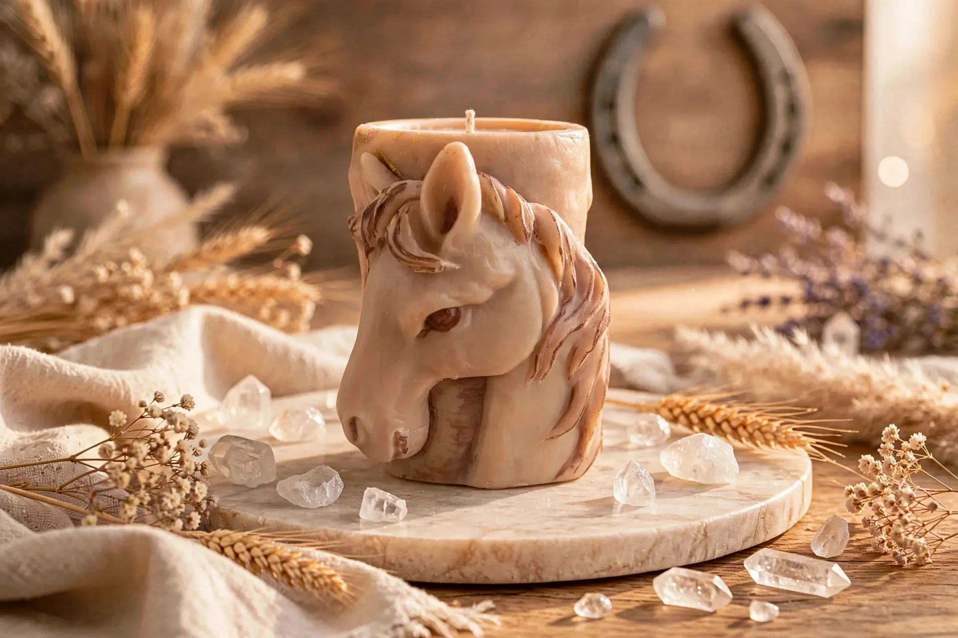 Rustic Horse Candle: Hand-Poured Coconut Soy Wax — lifestyle photo