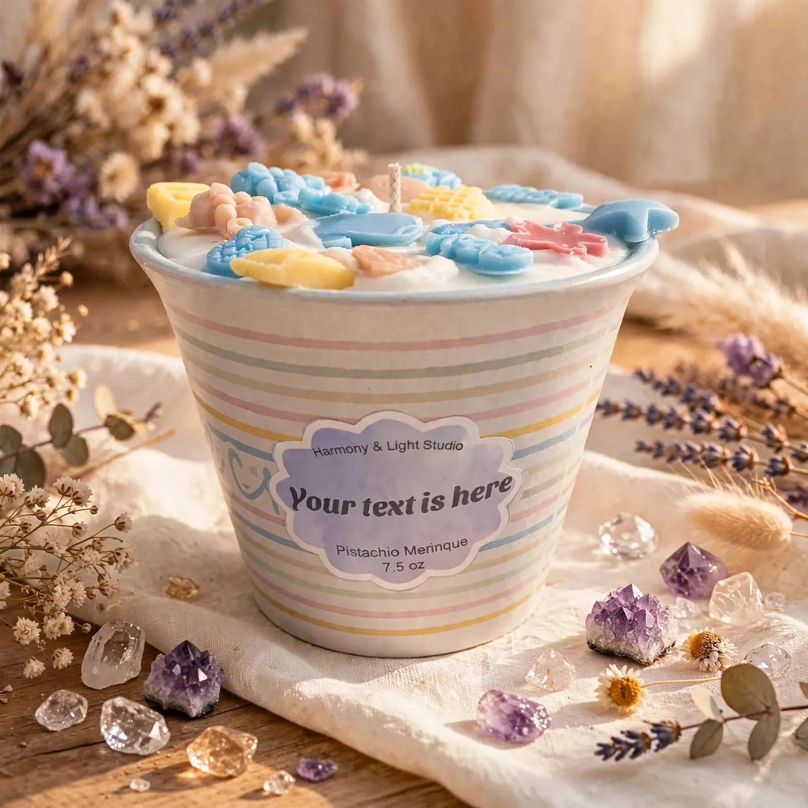 Baby Boy Shower Candle: Pistachio Meringue Scented Favor, Nursery Decor