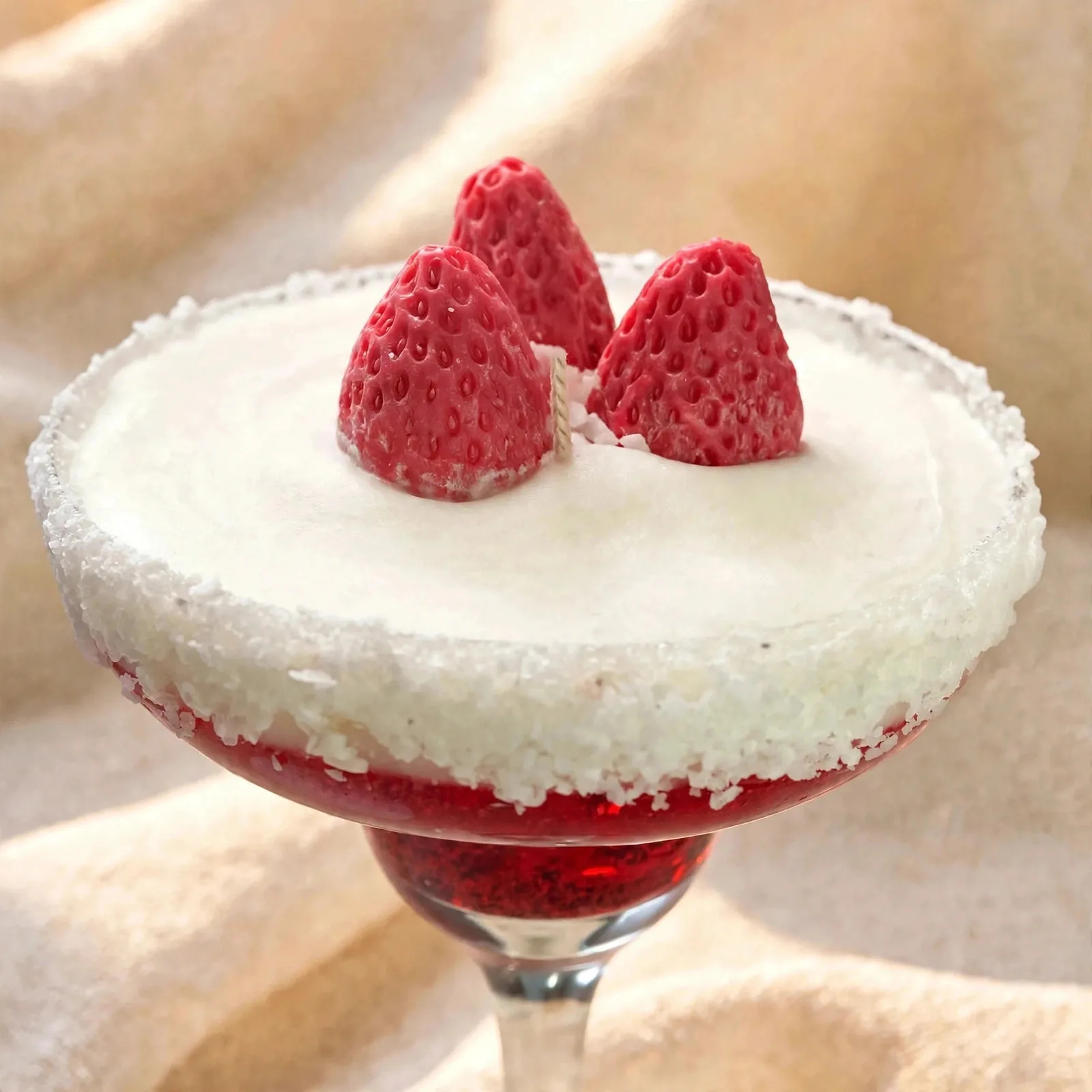 Strawberry Margarita Martini Candle: Strawberries & Cream Scent — close-up detail