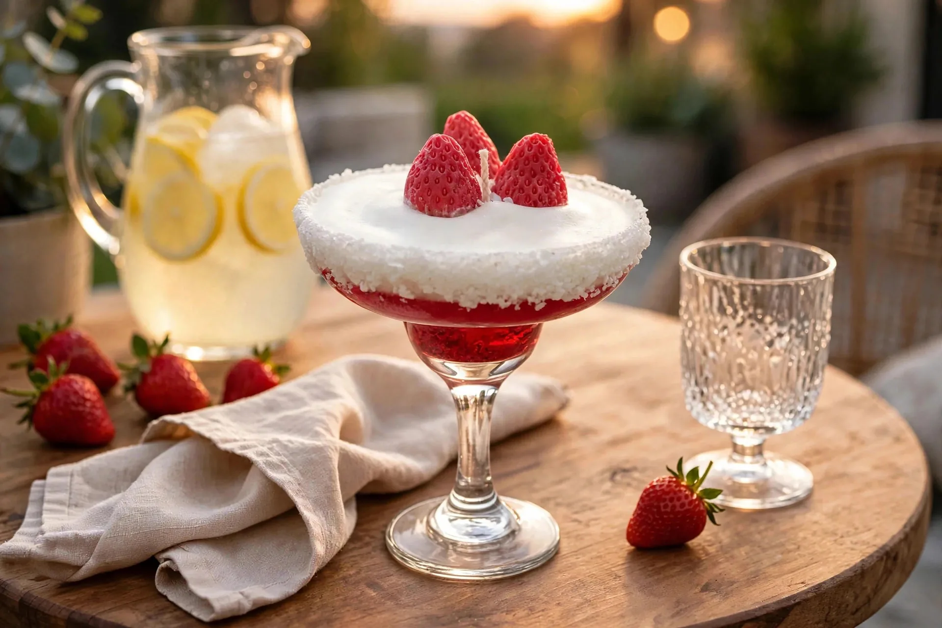 Strawberry Margarita Martini Candle: Strawberries & Cream Scent — lifestyle photo