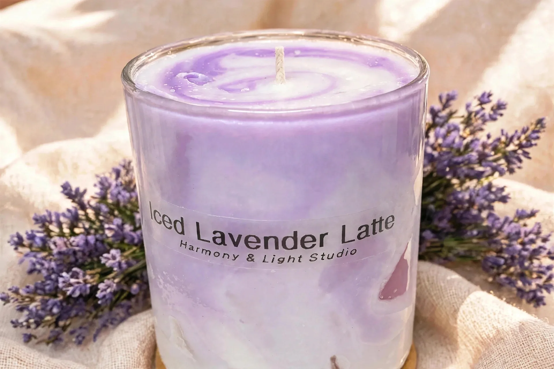 Iced Lavender Latte Candle: Handmade Soy Wax Candle — close-up detail