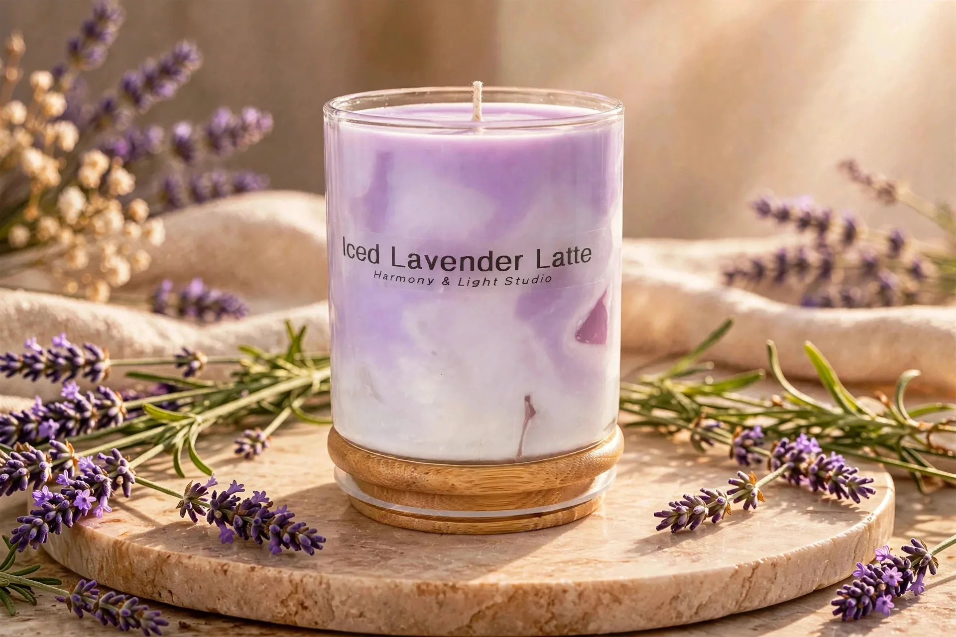 Iced Lavender Latte Candle: Handmade Soy Wax Candle