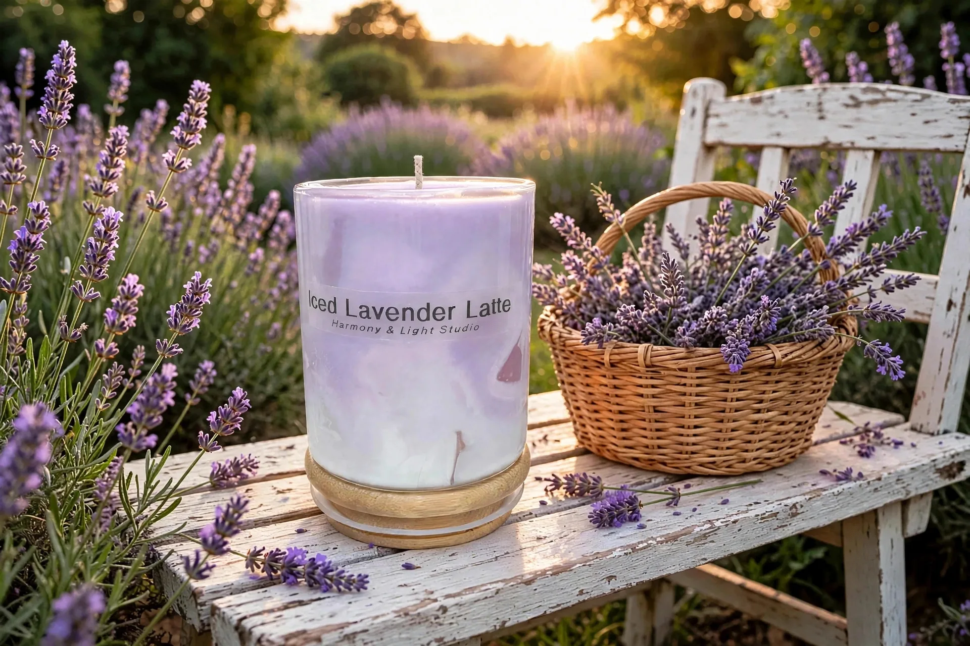 Iced Lavender Latte Candle: Handmade Soy Wax Candle — styled home decor scene