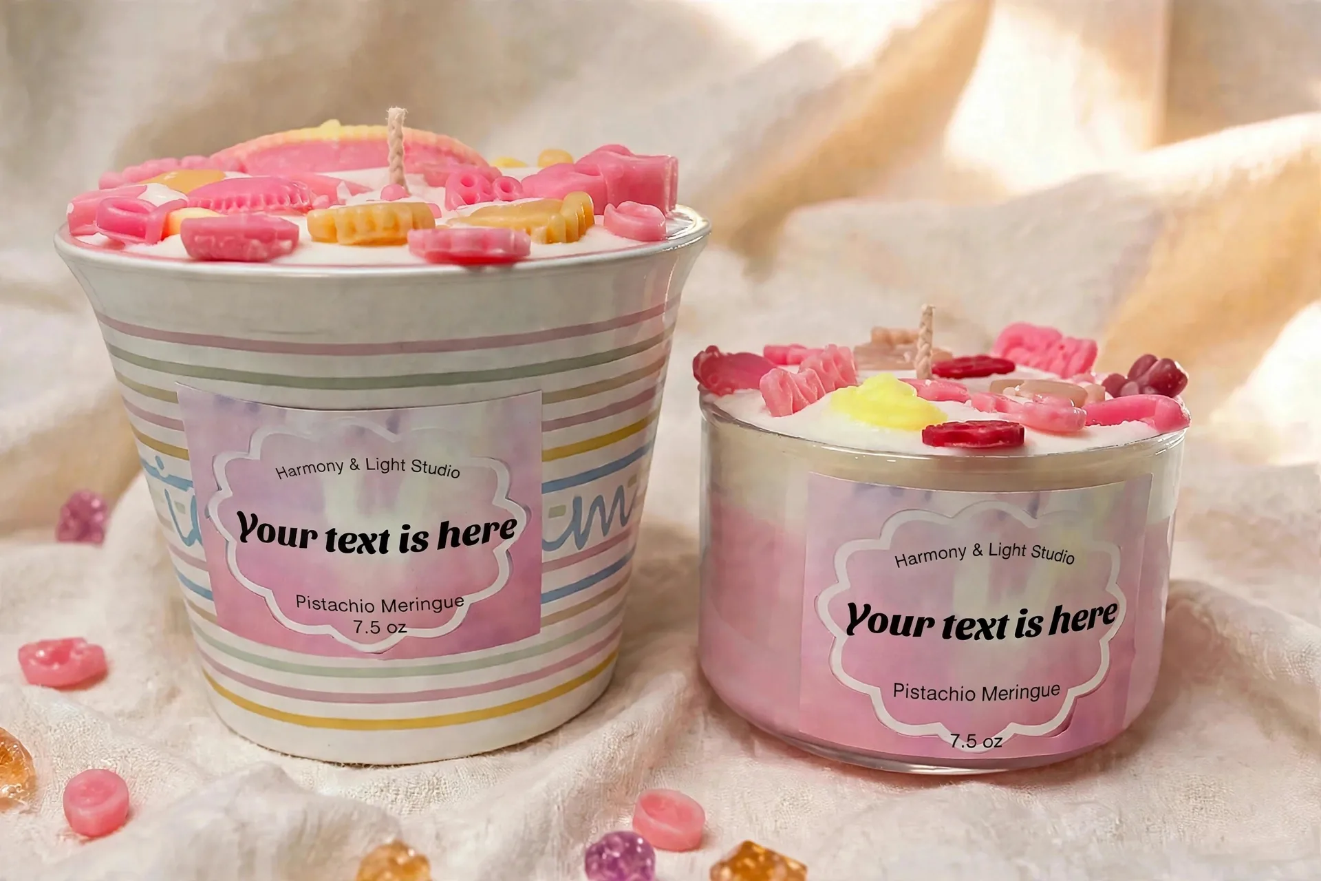 Custom Baby Shower Candle: Vanilla Cake Pop Scented — close-up detail