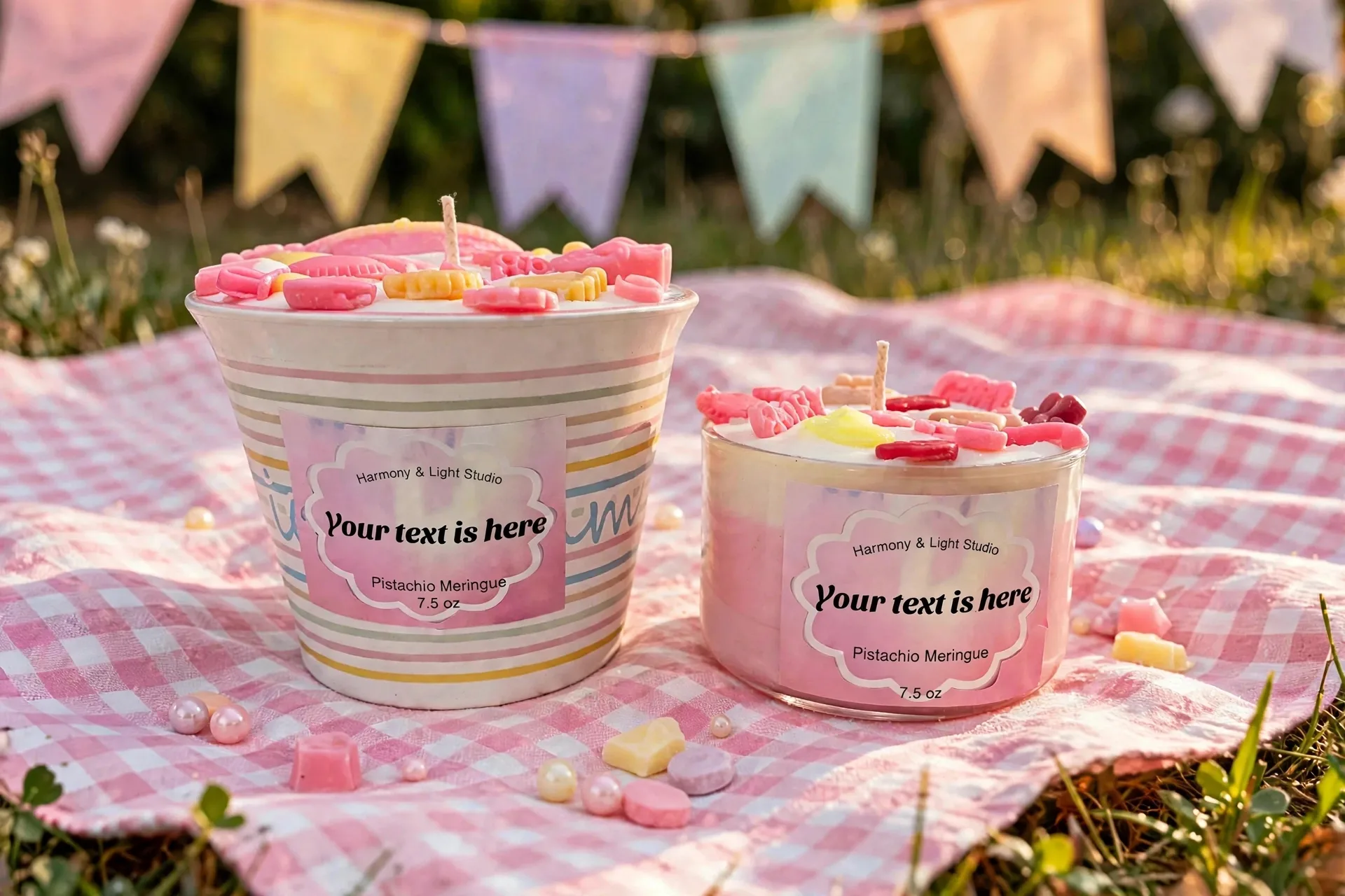 Custom Baby Shower Candle: Vanilla Cake Pop Scented — styled home decor scene