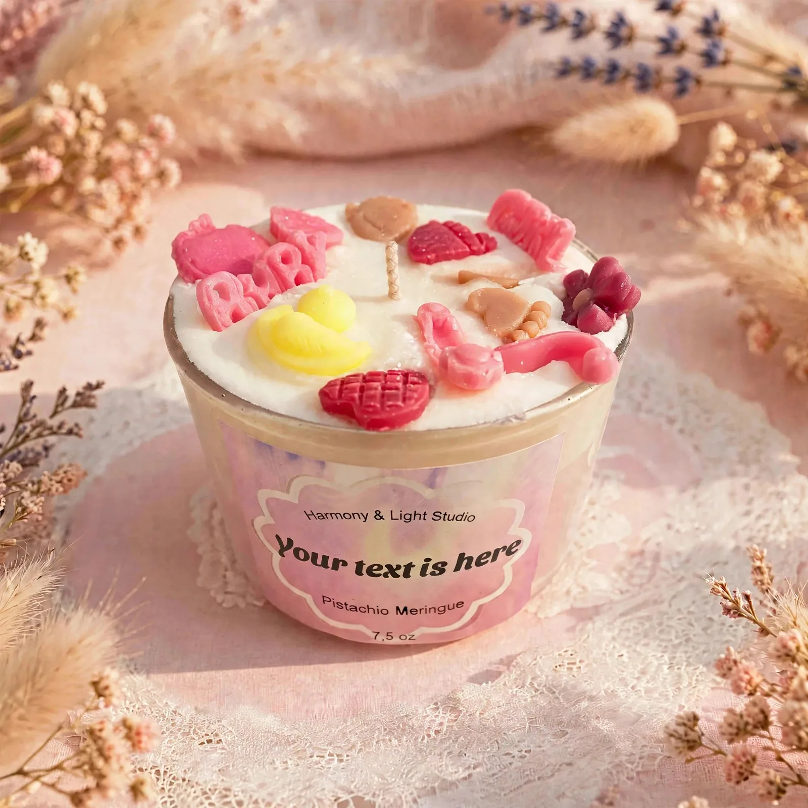 Custom Baby Shower Candle Favor — close-up detail