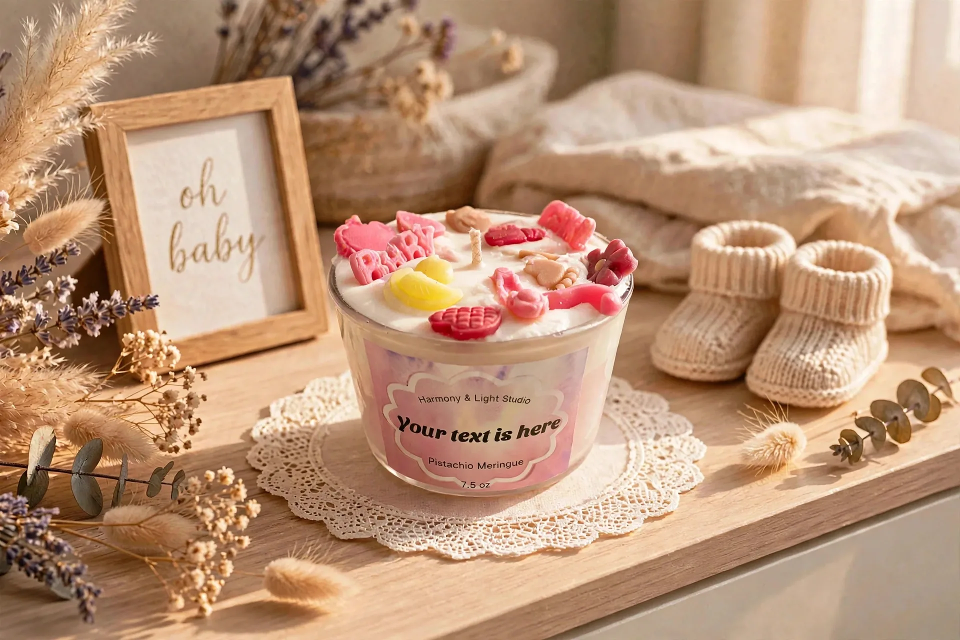 Custom Baby Shower Candle Favor — lifestyle photo