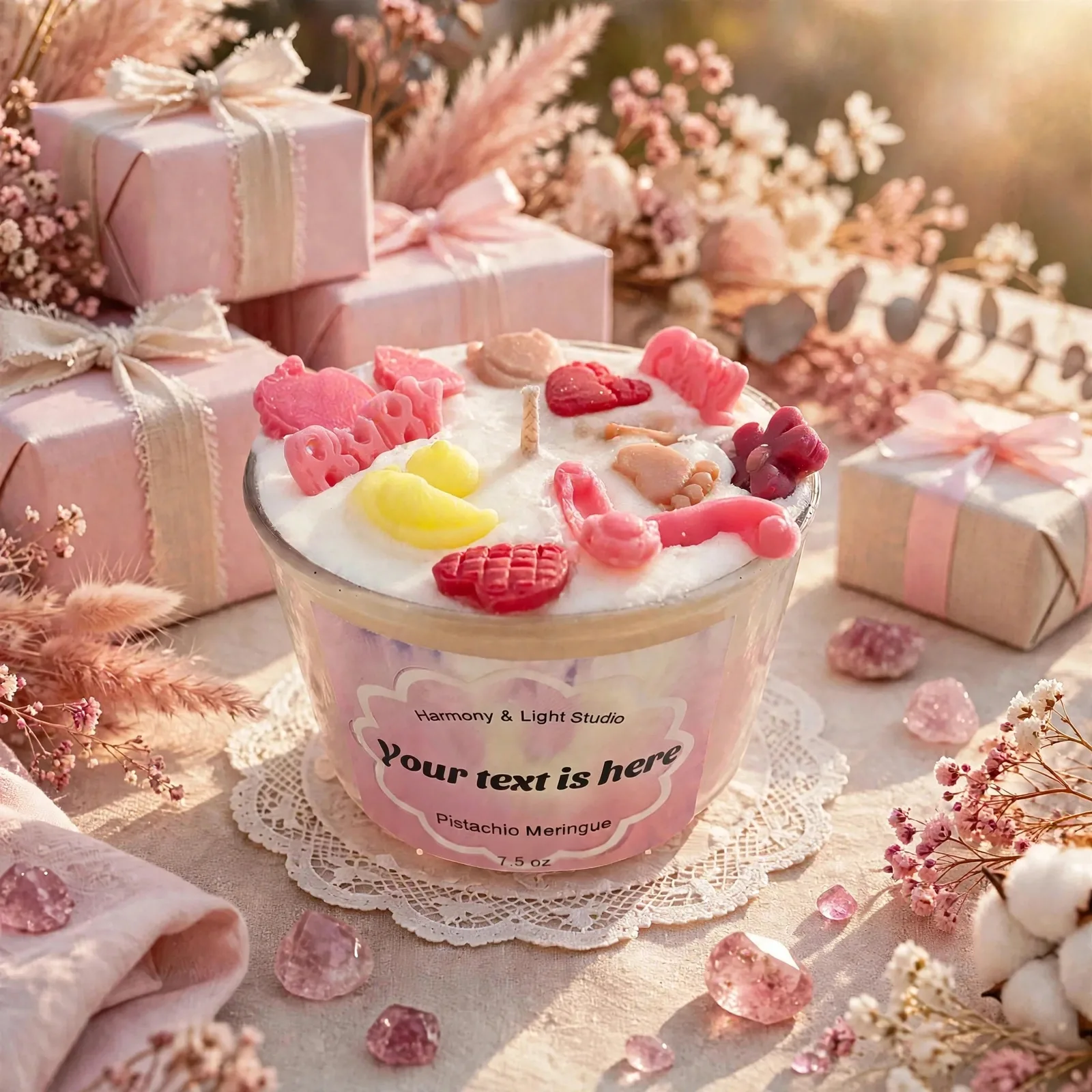 Custom Baby Shower Candle Favor — styled home decor scene