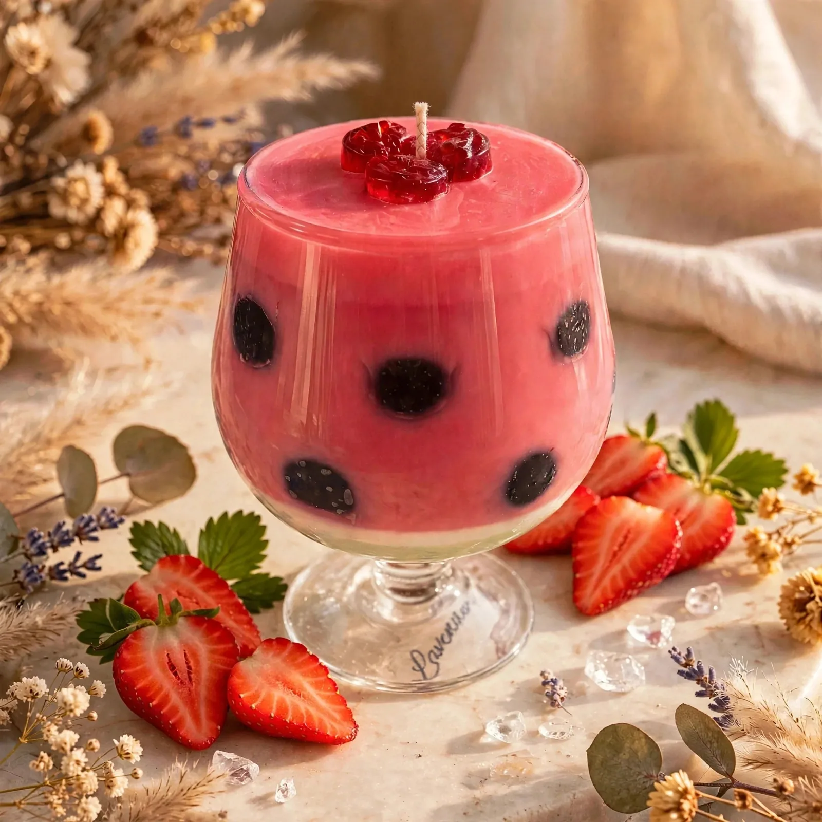 Watermelon Soy Wax Candle, Fruity Summer Kitchen Decor, Royal Melon Fizz Scented 11 oz