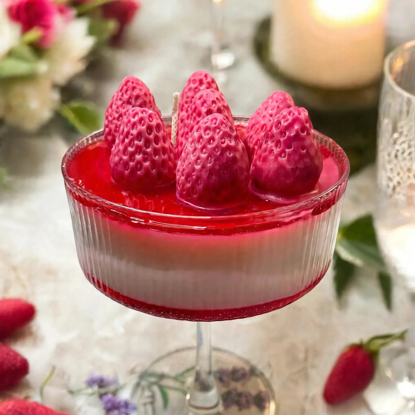 Personalized Strawberry Cheesecake Candle: 10 oz — close-up detail