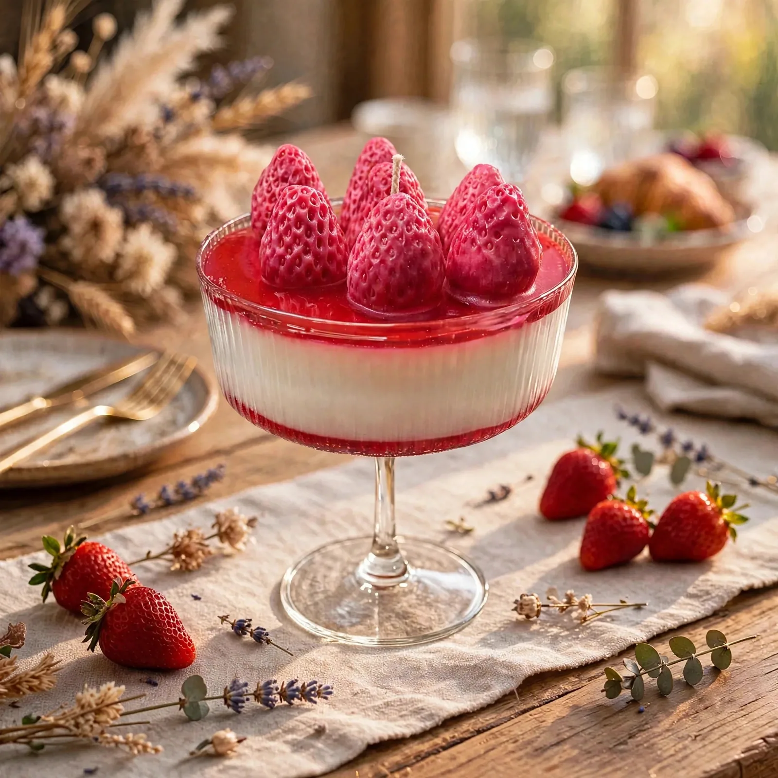 Personalized Strawberry Cheesecake Candle: 10 oz — lifestyle photo