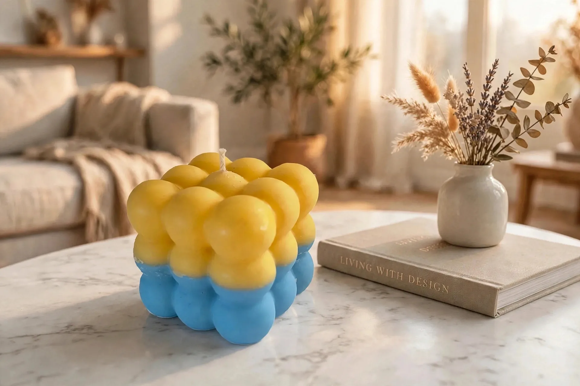 Handcrafted Bubble Candle — lifestyle photo