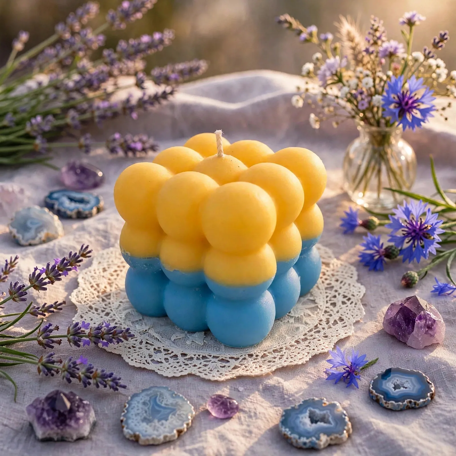 Handcrafted Bubble Candle — styled home decor scene