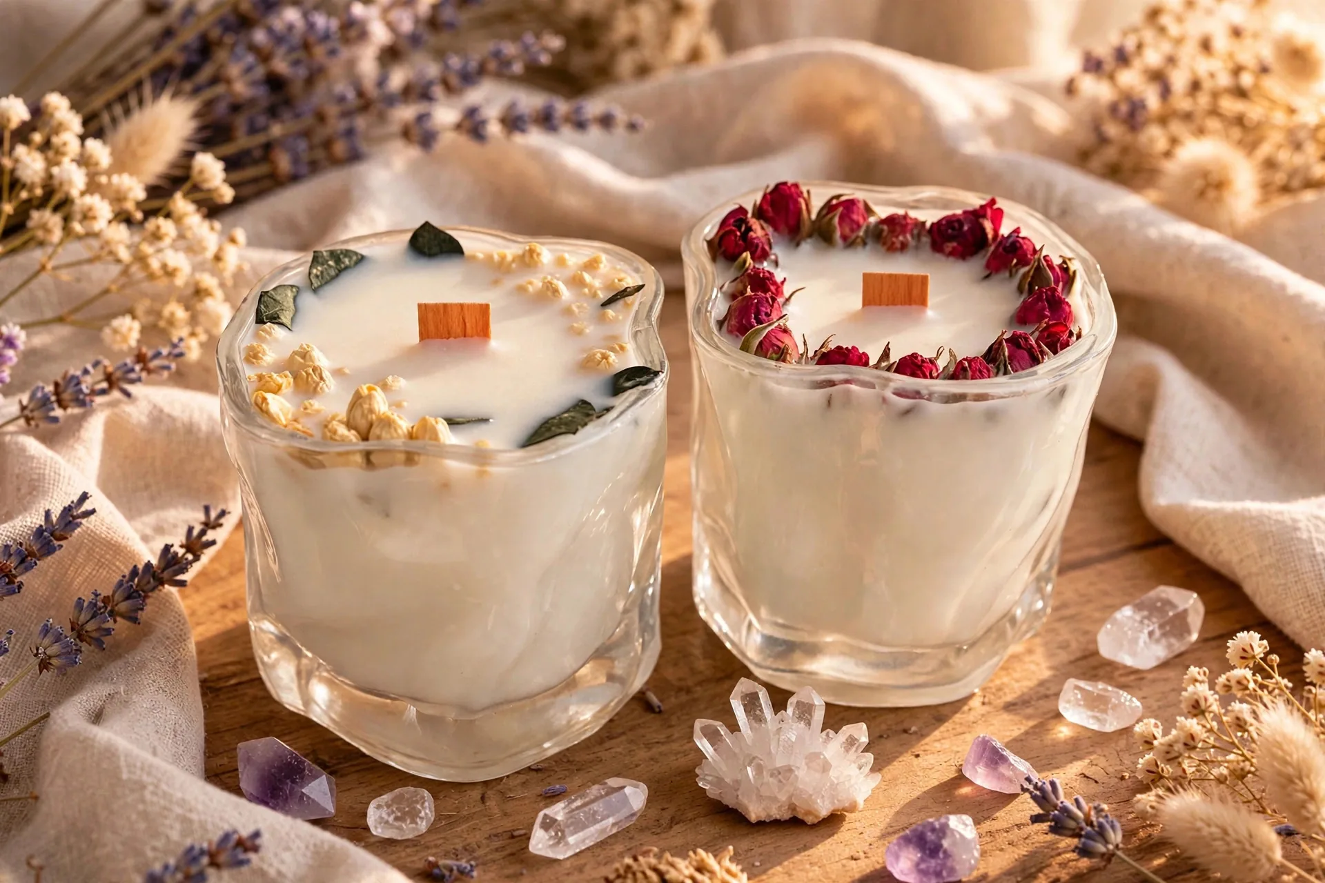 Botanical Soy Candle with Dried Flowers – Wisteria Vines Scent